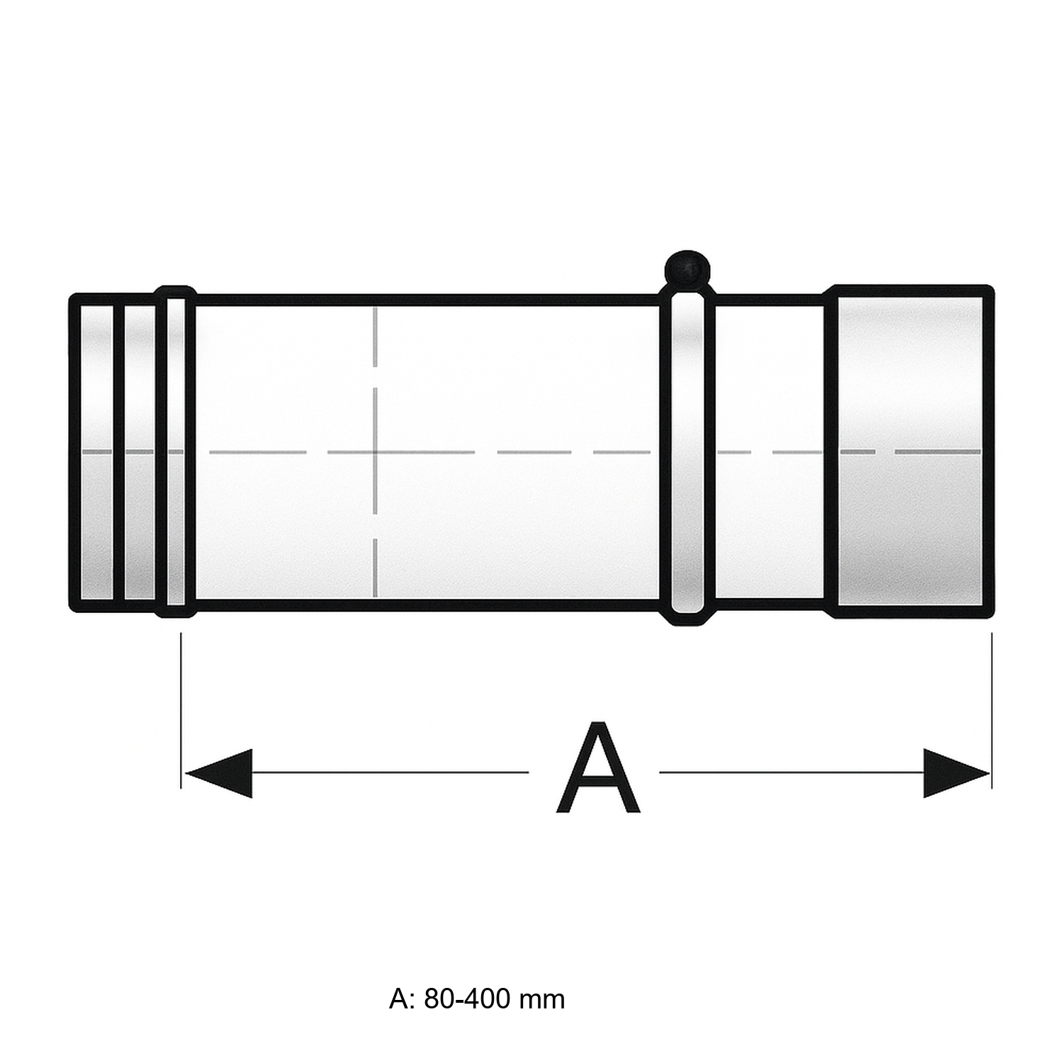Schiedel PRIMA PLUS Rohrausgleichselement 80-400mm Ø130 mm FE/FU einwandig matt
