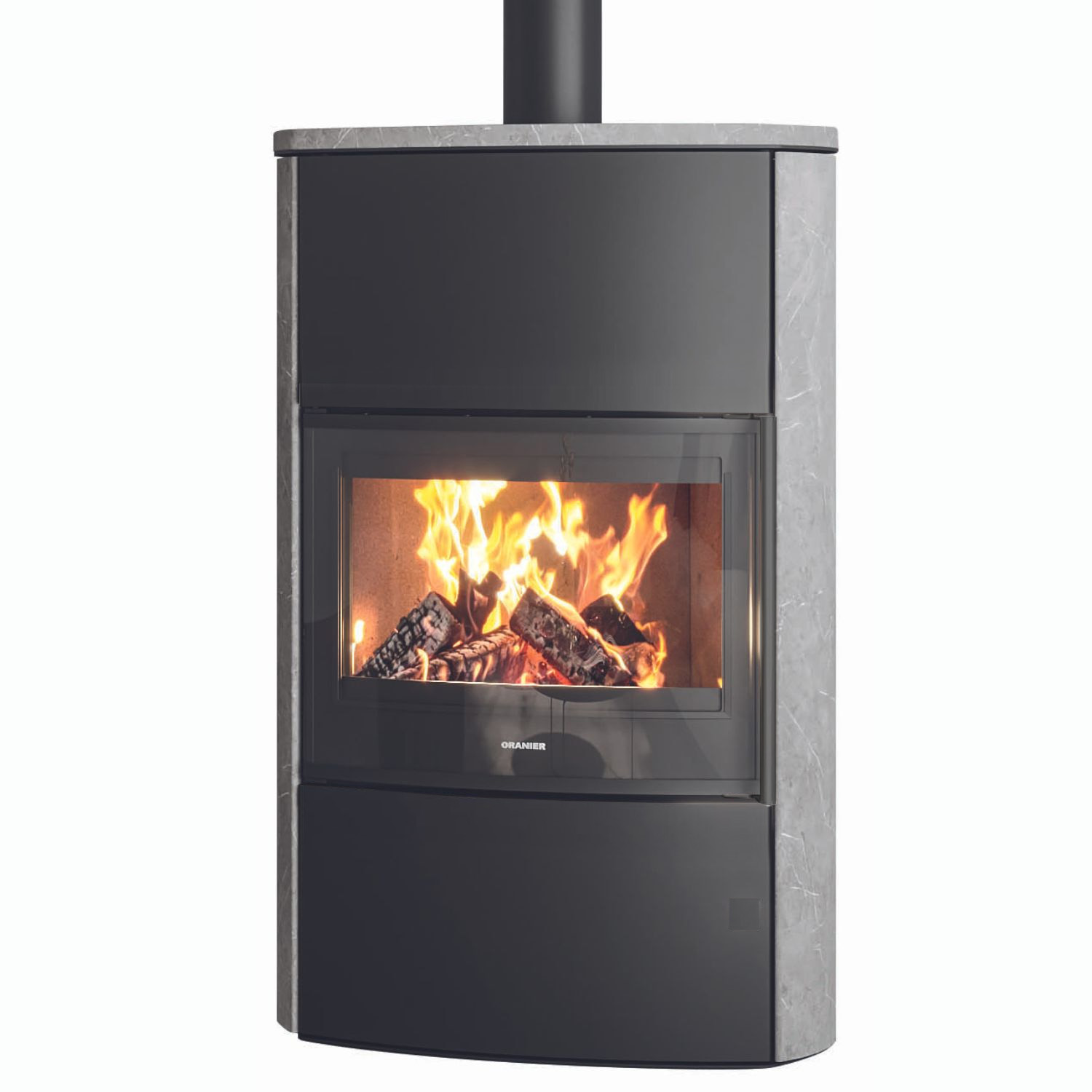 Oranier Feras W+ Kaminofen Stahl Schwarz / Speckstein