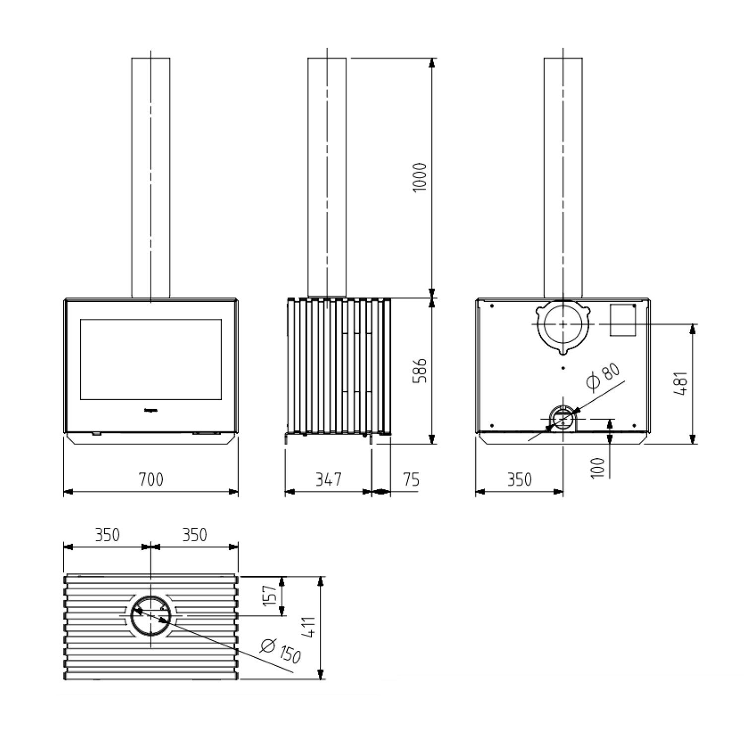 Hergom Glance LVP Kaminofen Gusseisen Schwarz Hergom Glance LVP Kaminofen Gusseisen Schwarz