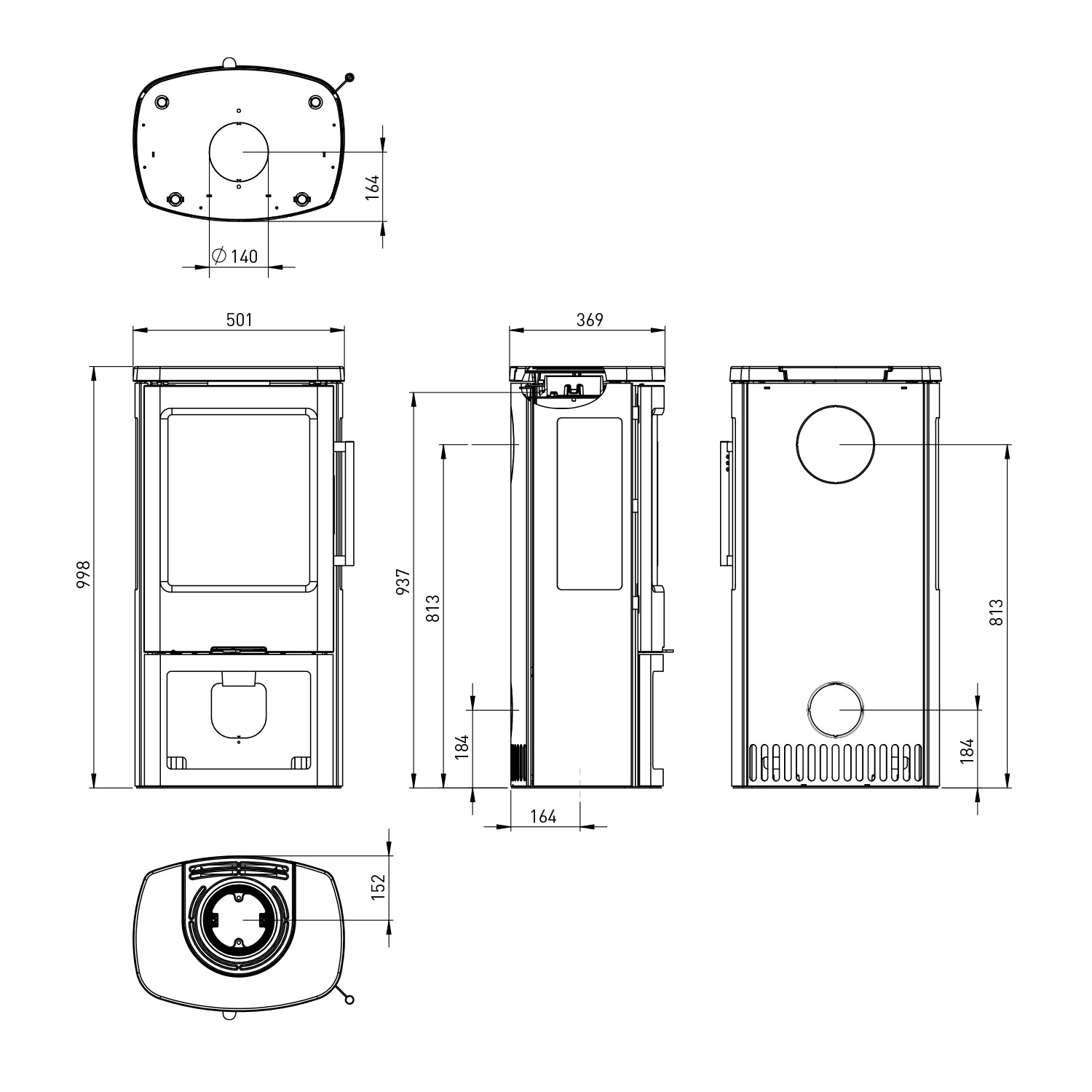 TermaTech TT44G Kaminofen Stahl mit Seitenglas