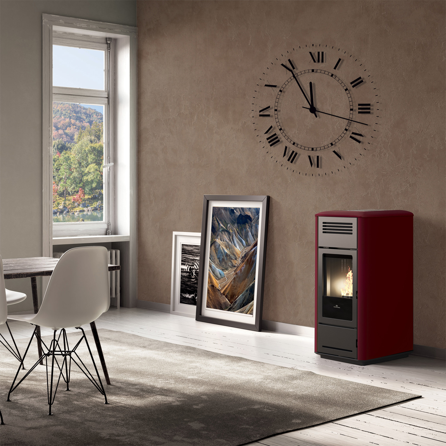 Edilkamin Milla H 15 Up Evo wasserführender Pelletofen Stahl Bordeaux