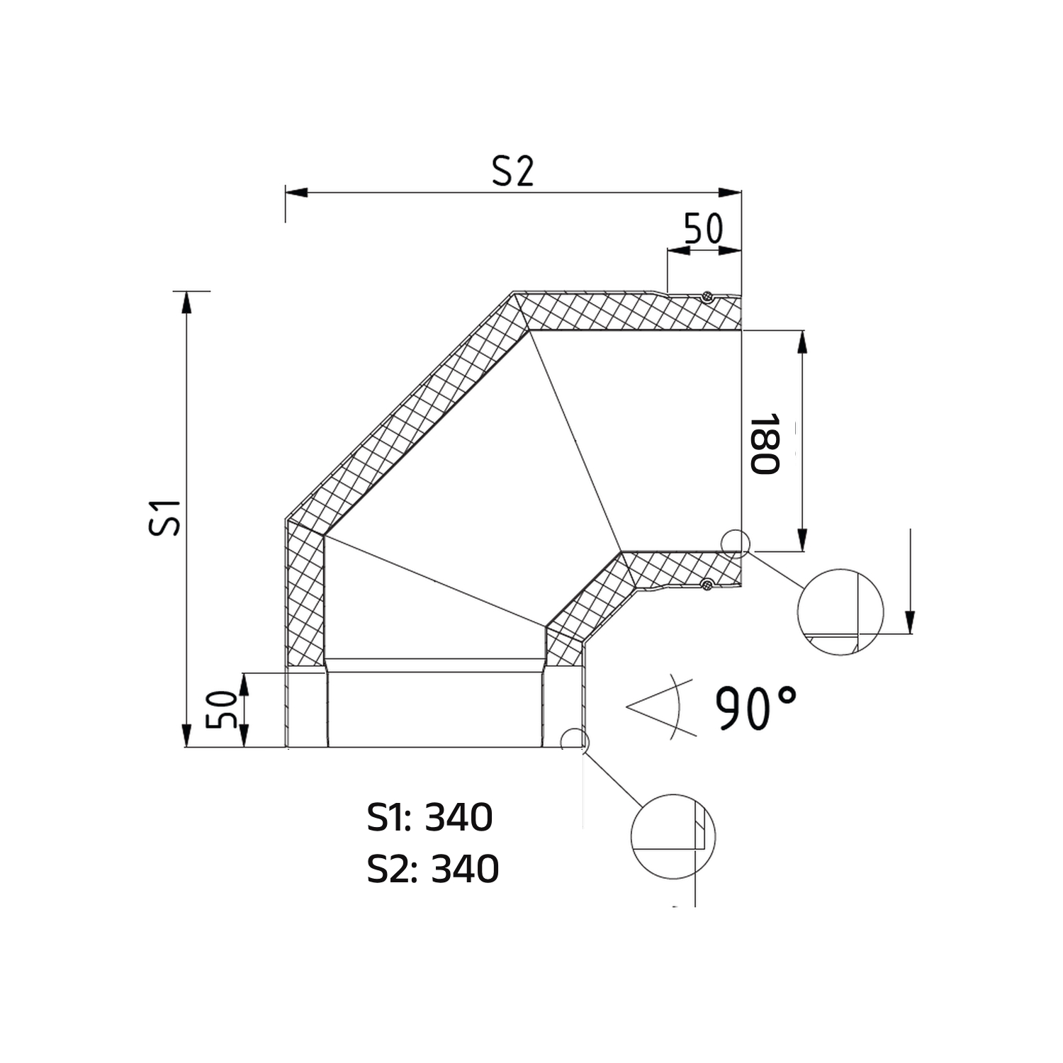 Raik Lifestyle DUO Rauchrohrbogen 180mm schwarz 90° für Rauchrohr / Ofenrohr