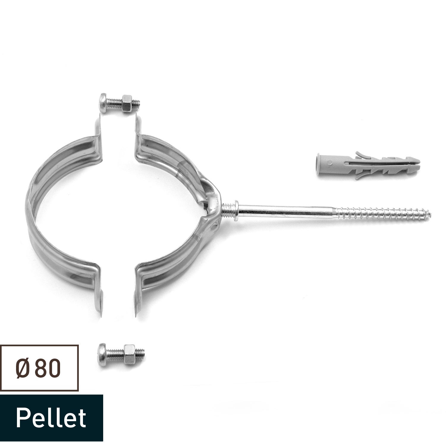 Raik Pelletrohr / Ofenrohr 80mm - Wandbefestigung INOX silber