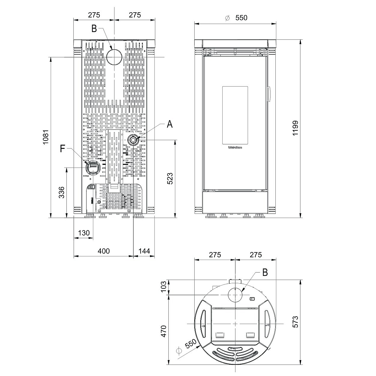 Extraflame Prestige Line Debby Plus Evo Pelletofen Stahl Schwarz/Naturstein