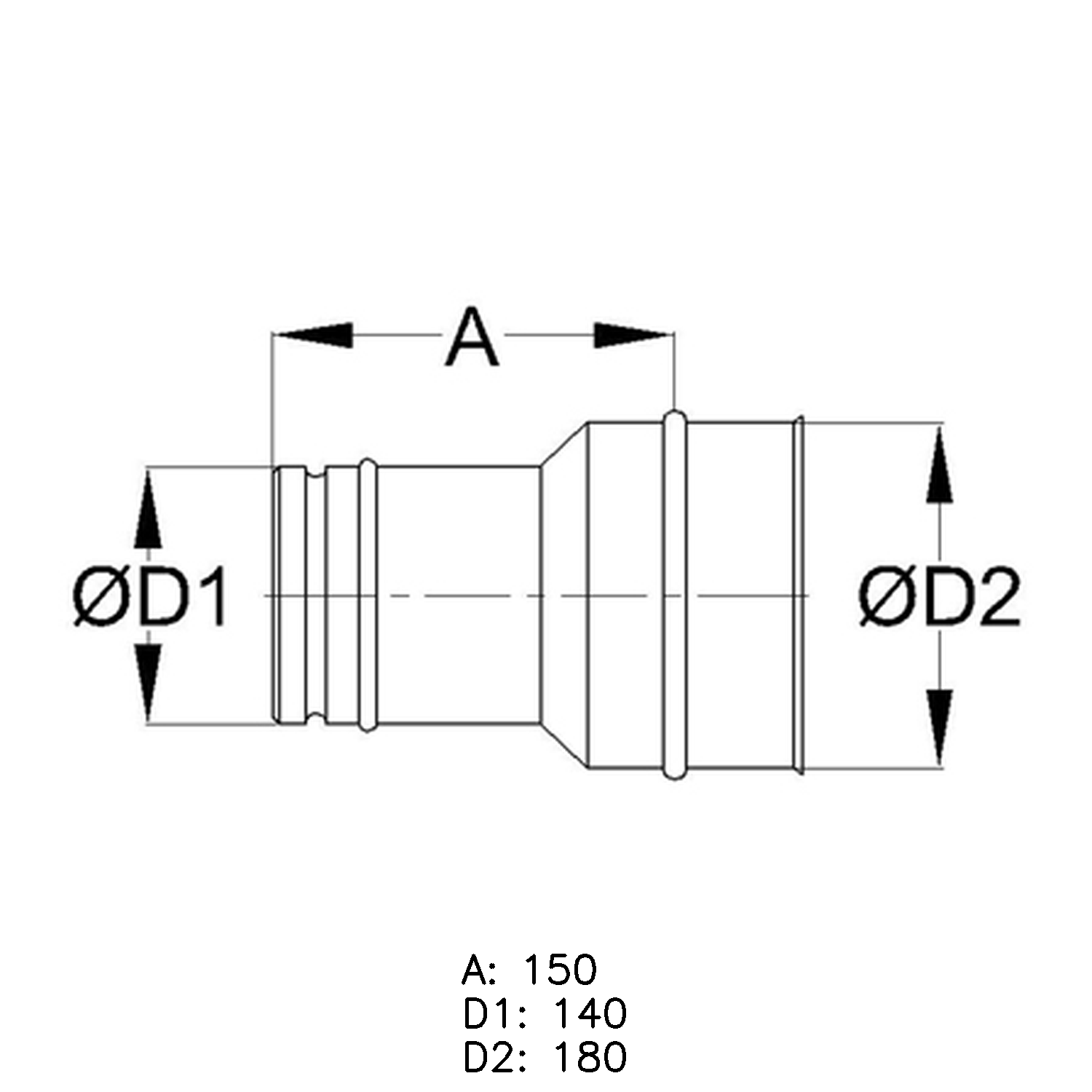 Schiedel Erweiterung PPL einwandig 140mm - 180mm matt