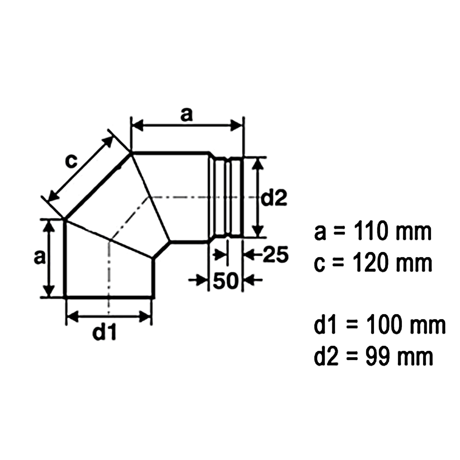 Raik Pelletrohr / Ofenrohr 100mm - 90° Bogen schwarz