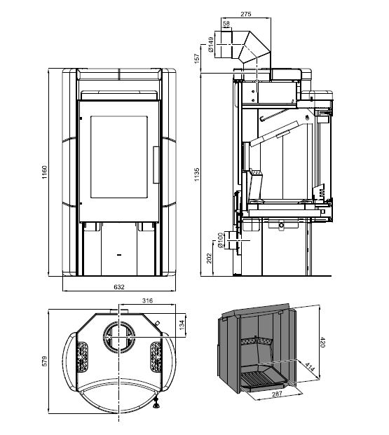 Haas+Sohn Uppsala Easy III 209.15 Kaminofen perl-schwarz/ Speckstein