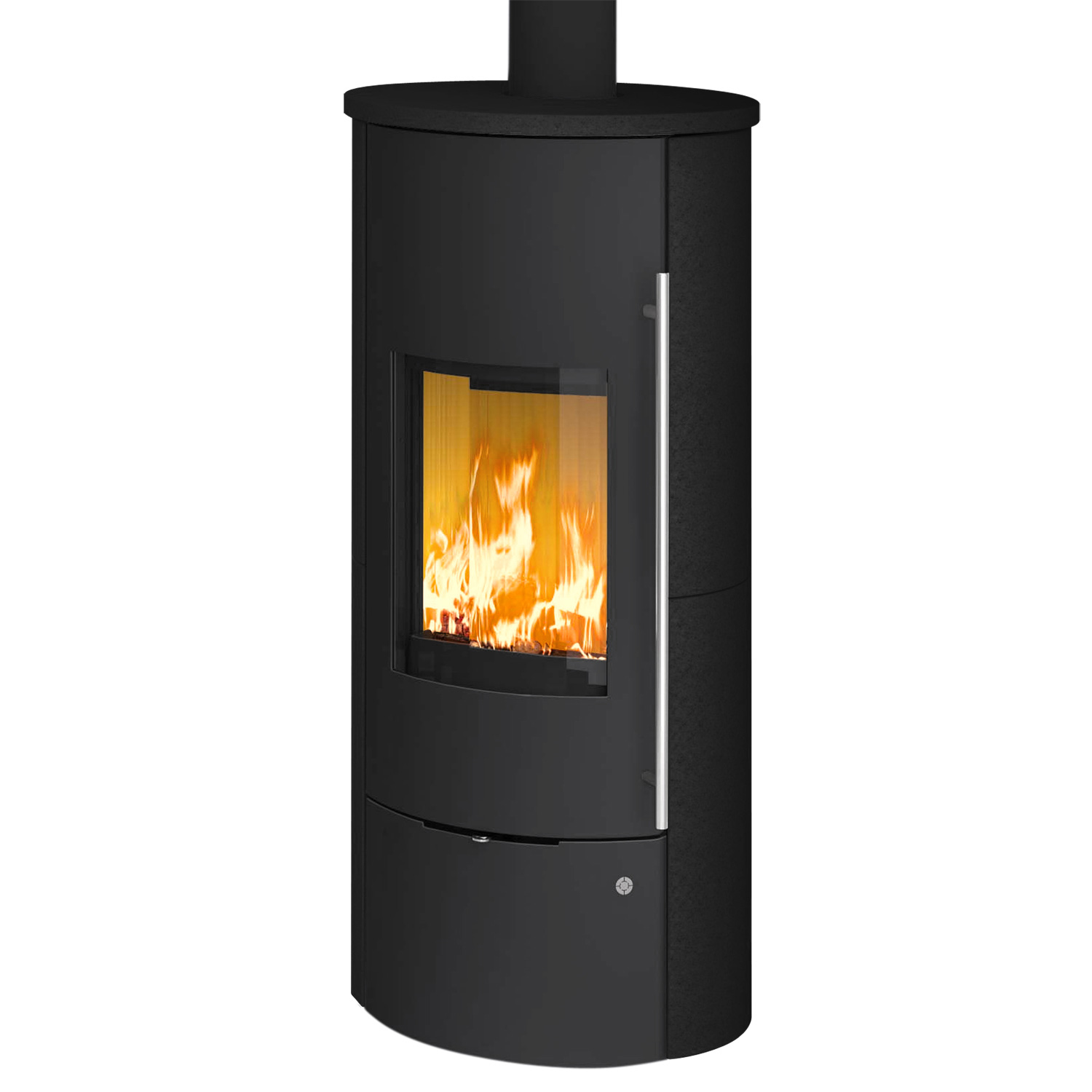 Olsberg Tolima Aqua II Compact Wasserführender Kaminofen Stahl schwarz/ Keramik hämatit – Komplett-Set mit SHS 550 Hygiene-Schichtenkombispeicher montiert silber, 1xWT
