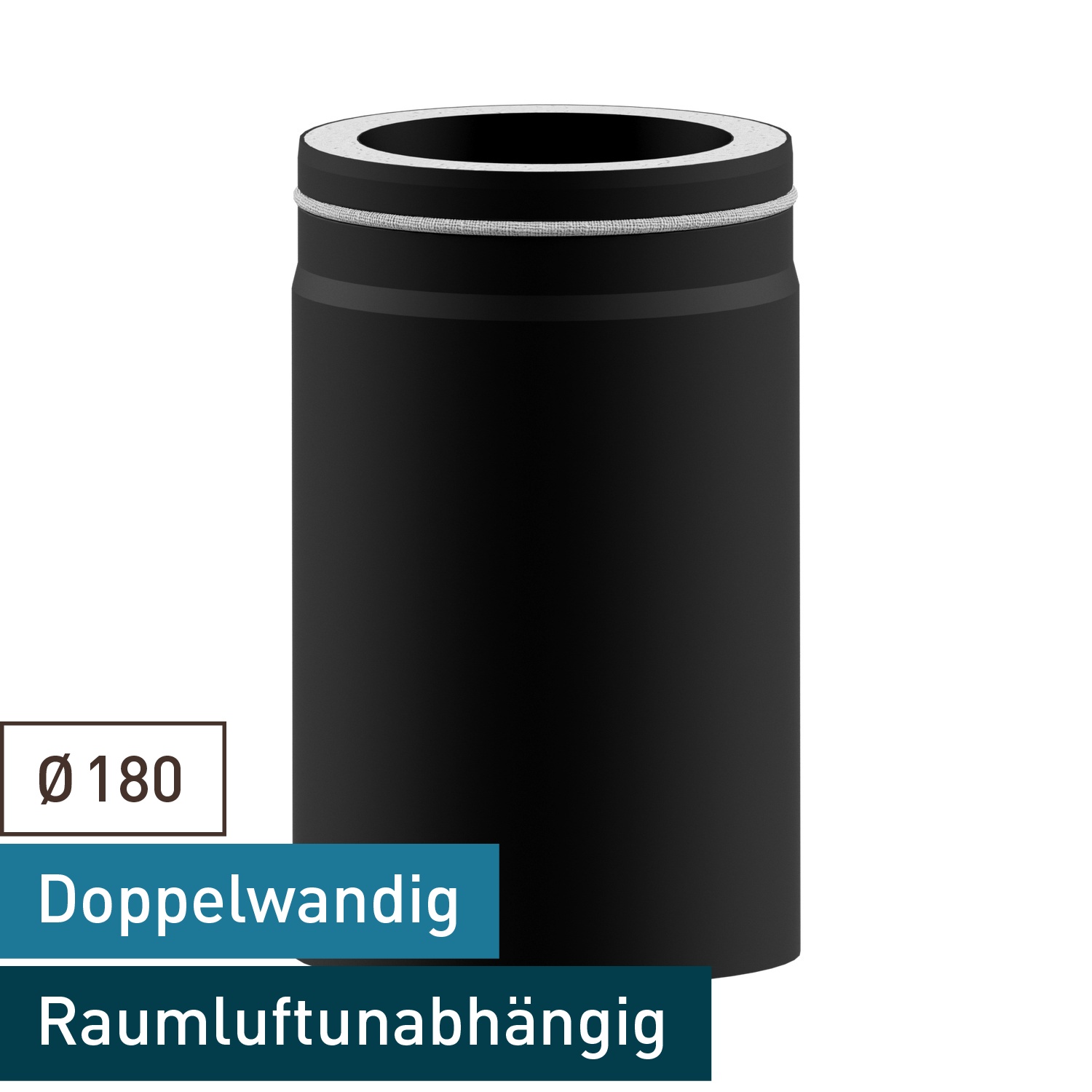Raik Lifestyle DUO Längenelement 180mm schwarz L: 330mm für Rauchrohr / Ofenrohr