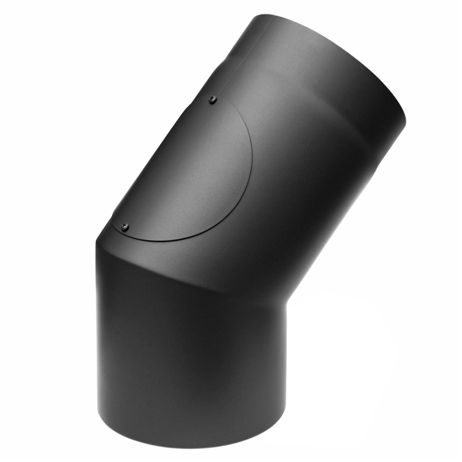 Raik Izoker Rauchrohrbogen 150mm schwarz doppelwandig 45° mit Tür für Rauchrohr / Ofenrohr