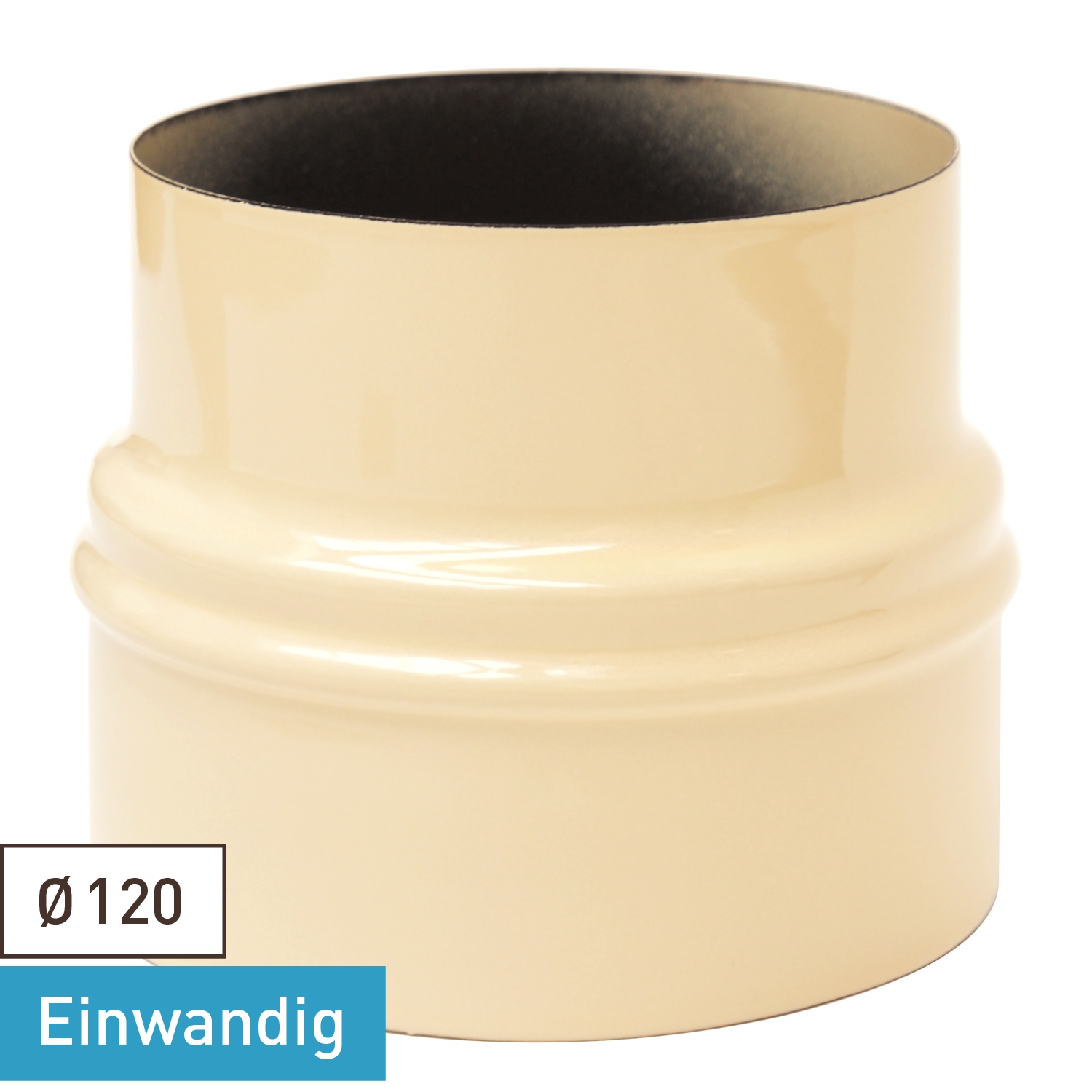 Raik Rauchrohr / Ofenrohr Emaille Erweiterung 120mm - 150mm Elfenbein