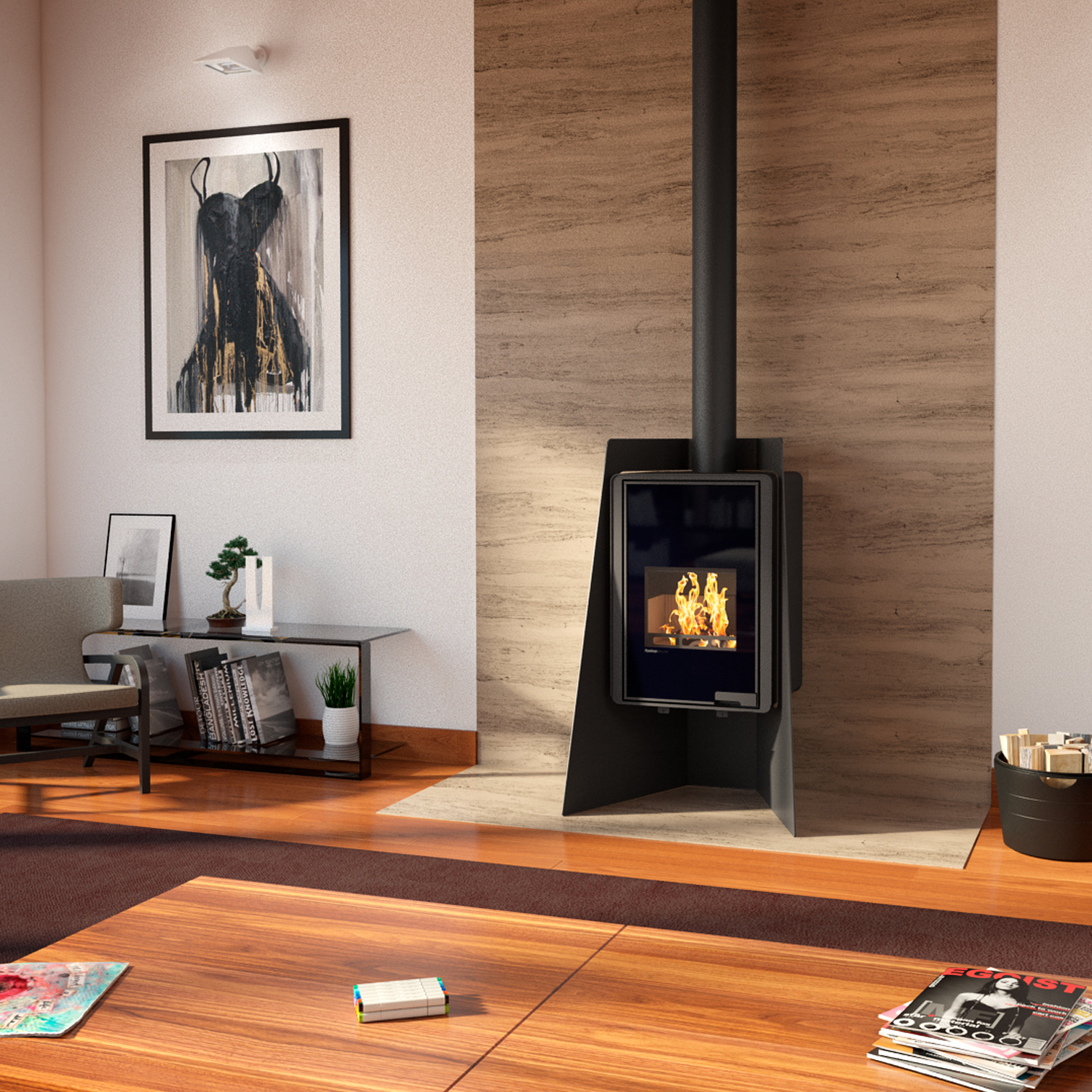 HS Flamingo Deluxe Island Kaminofen Schwarz HS Flamingo Deluxe Island Kaminofen Schwarz