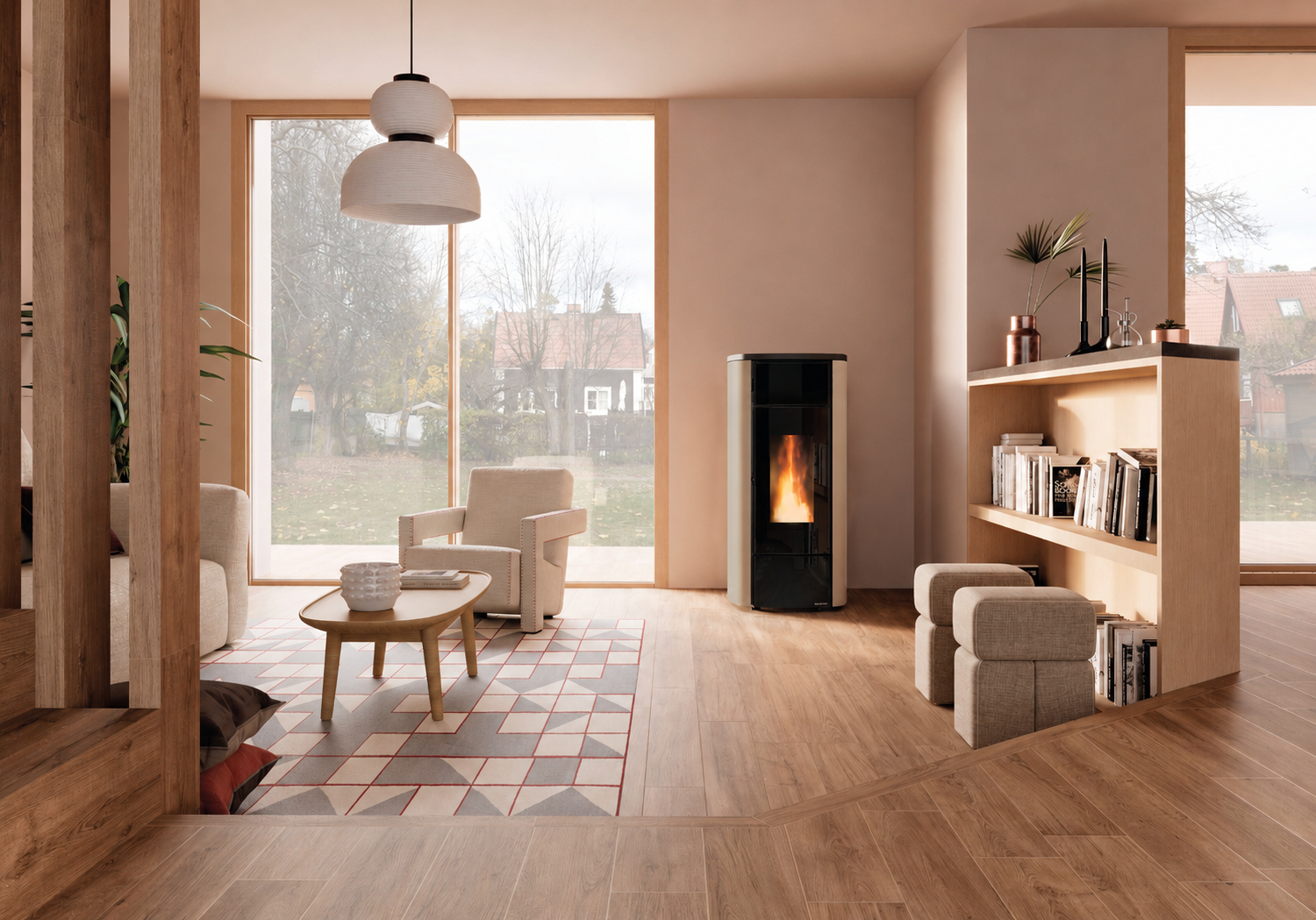 Extraflame Miriana Idro H23 wasserführender Pelletofen taupe matt Evolution Line
