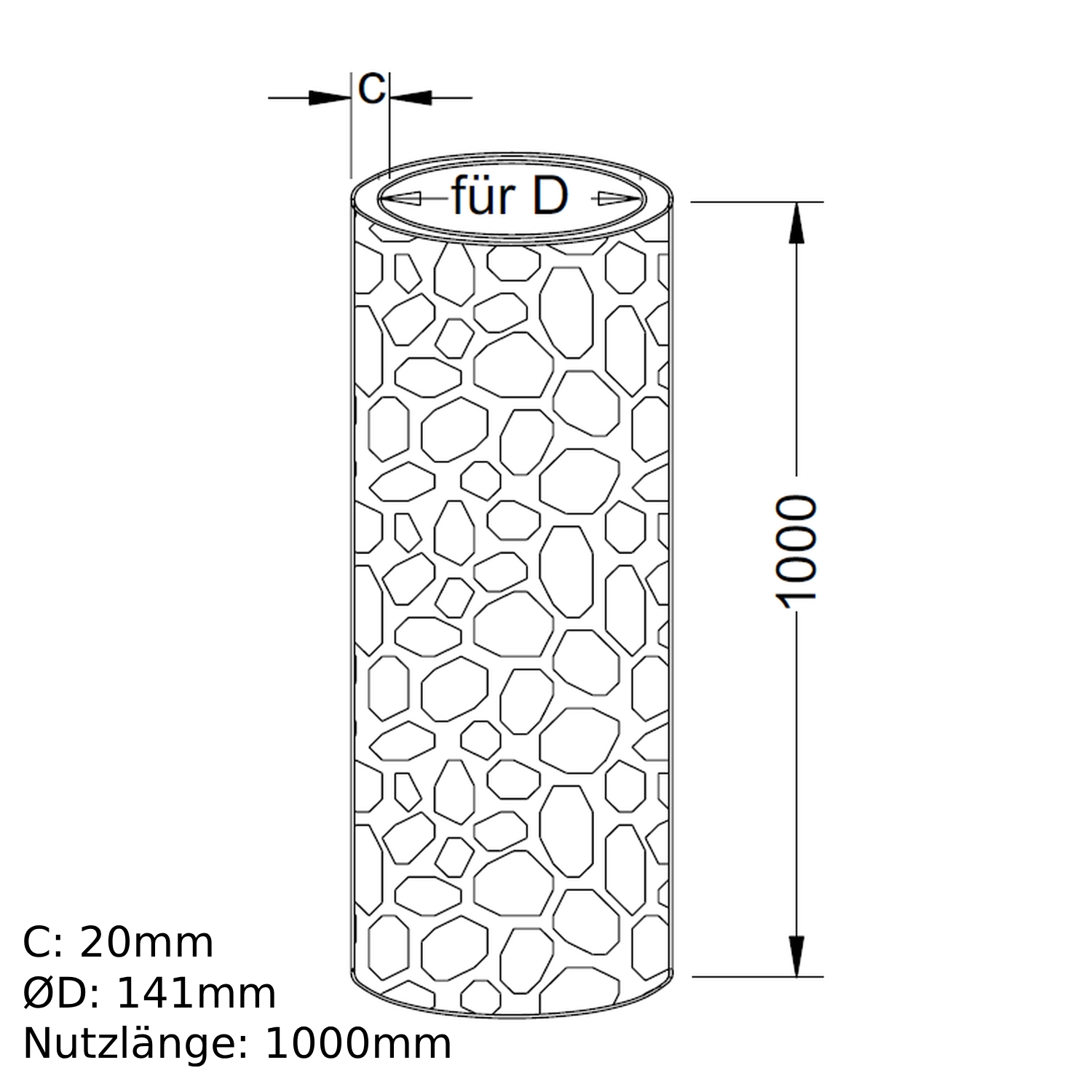 Schiedel Wärmedämmrohr 1000 mm Ø 130 mm (141/20)