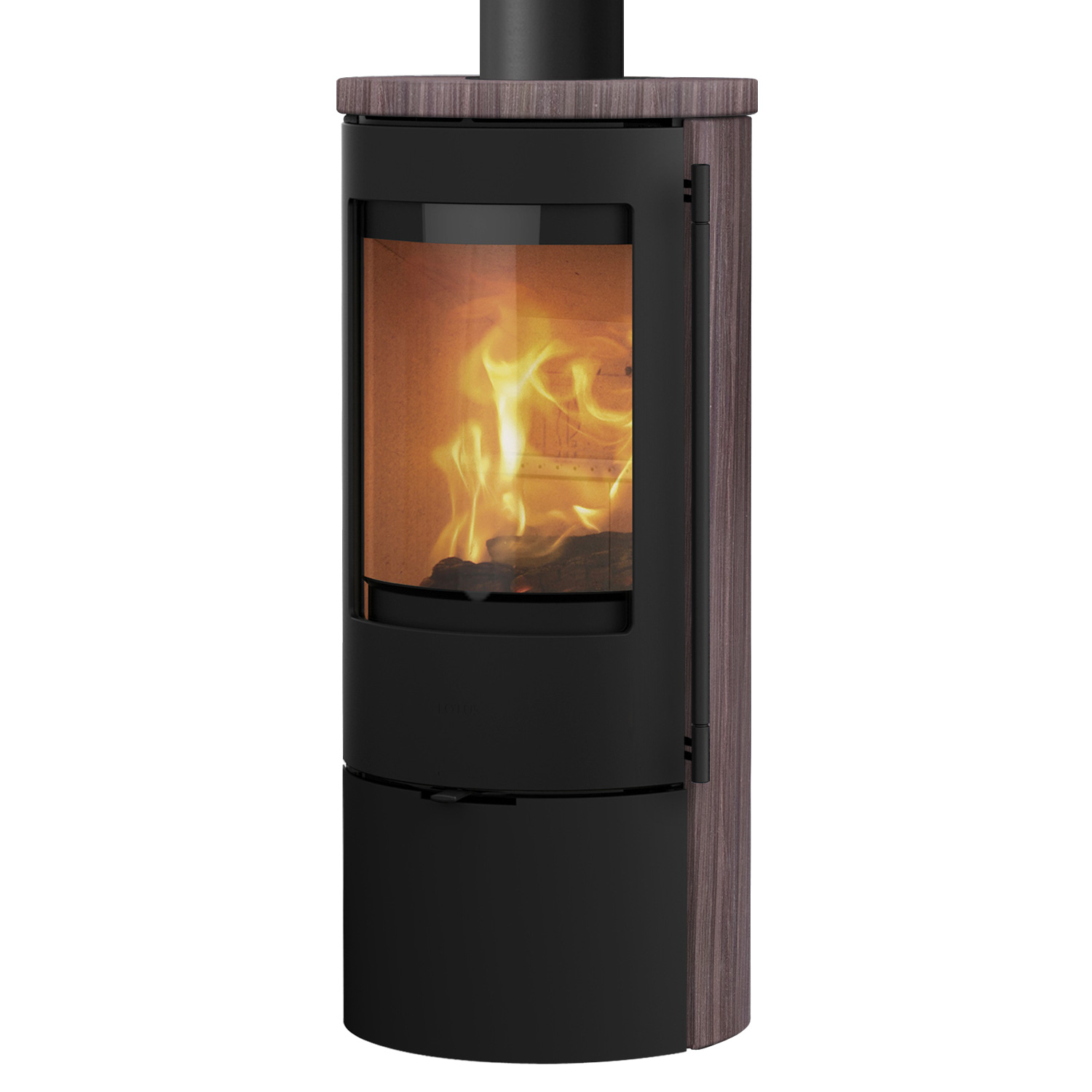 Lotus Prestige Basic S Kaminofen Coffee Stone, Korpus Schwarz, Rauchrohranschluss oben