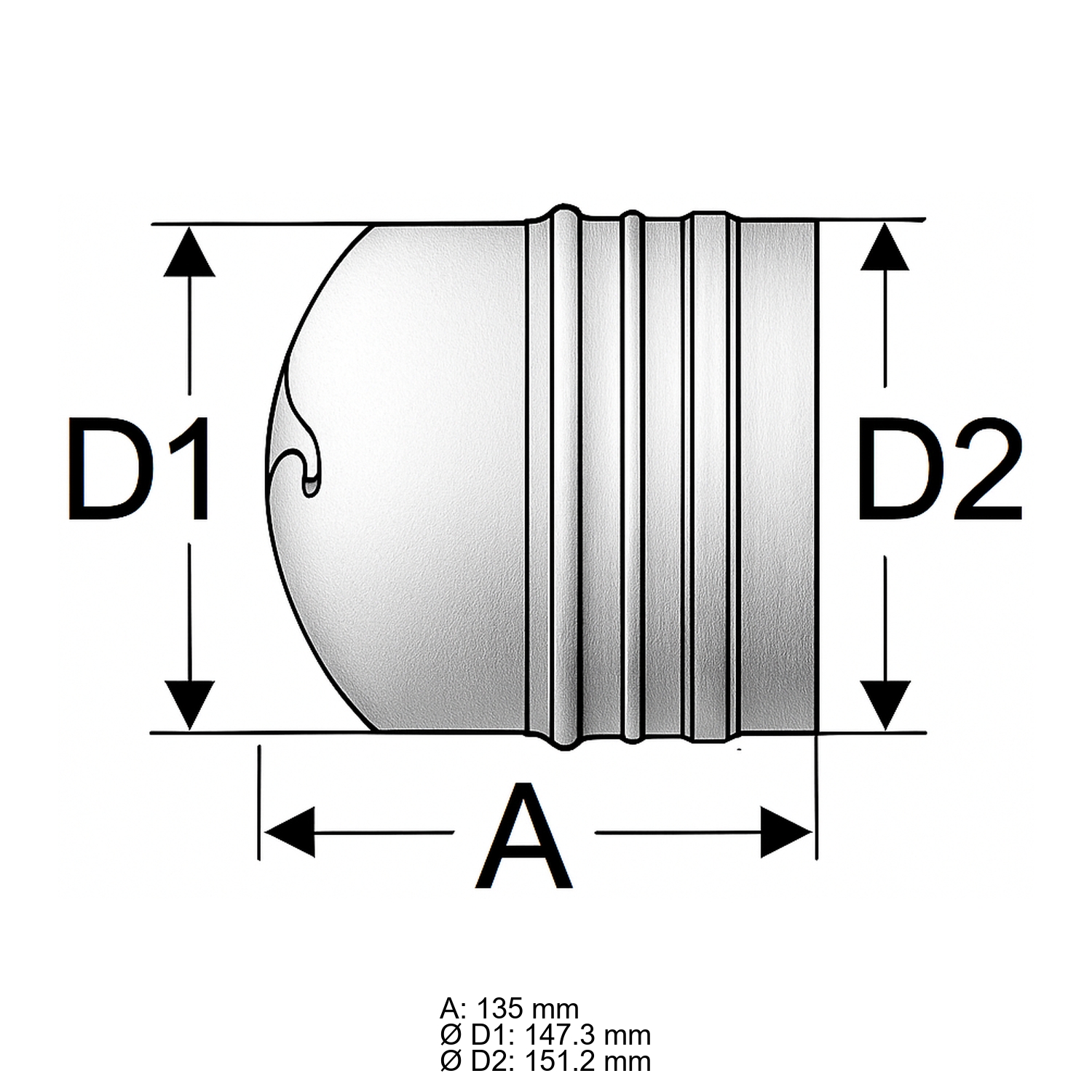 Schiedel PRIMA PLUS Anschluss Ø150 mm eingesteckt einwandig matt