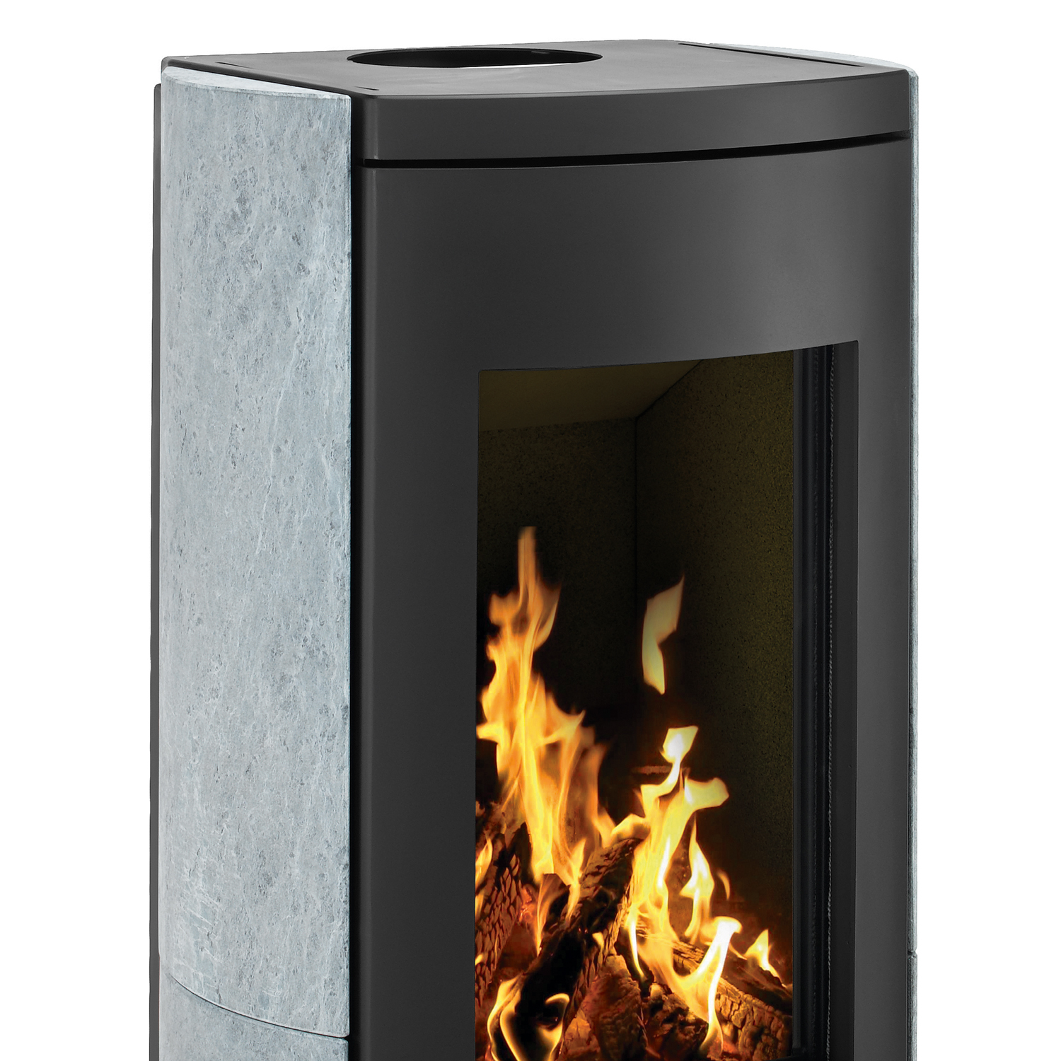 Wamsler Motho Kaminofen Stahl schwarz/ Naturstein