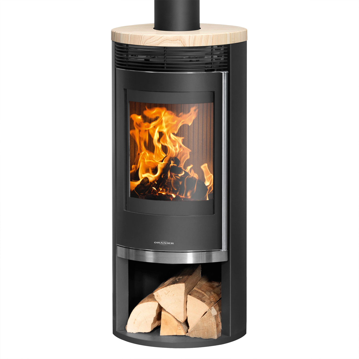Oranier Rota 2.0 Kaminofen Stahl Schwarz mit Sandstein-Abdeckplatte Oranier Rota 2.0 Kaminofen Stahl Schwarz mit Sandstein-Abdeckplatte