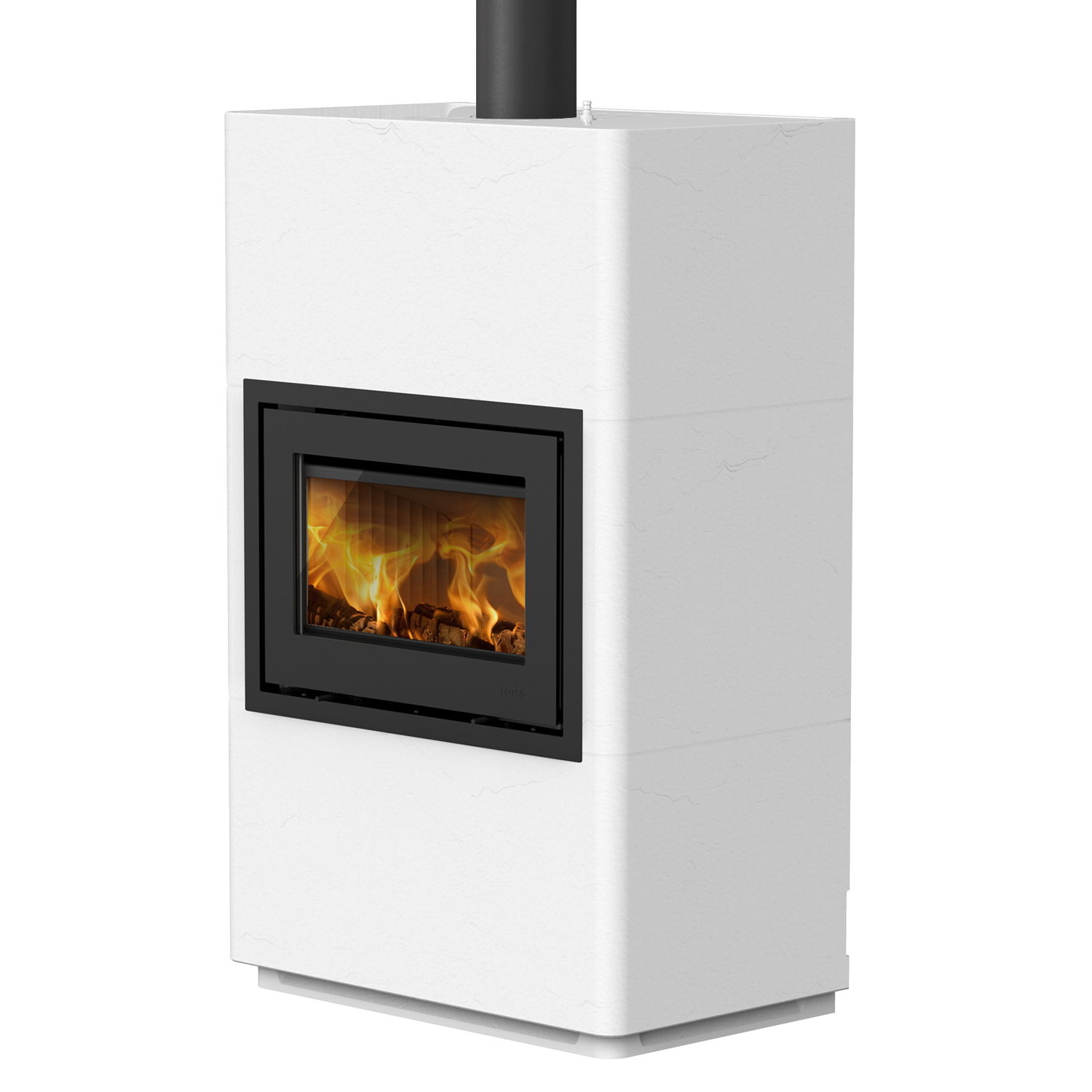 Lotus Beto 470 Kaminofen Tür Grau, RR oben, Stahltopplatte grau, Griff Classic H