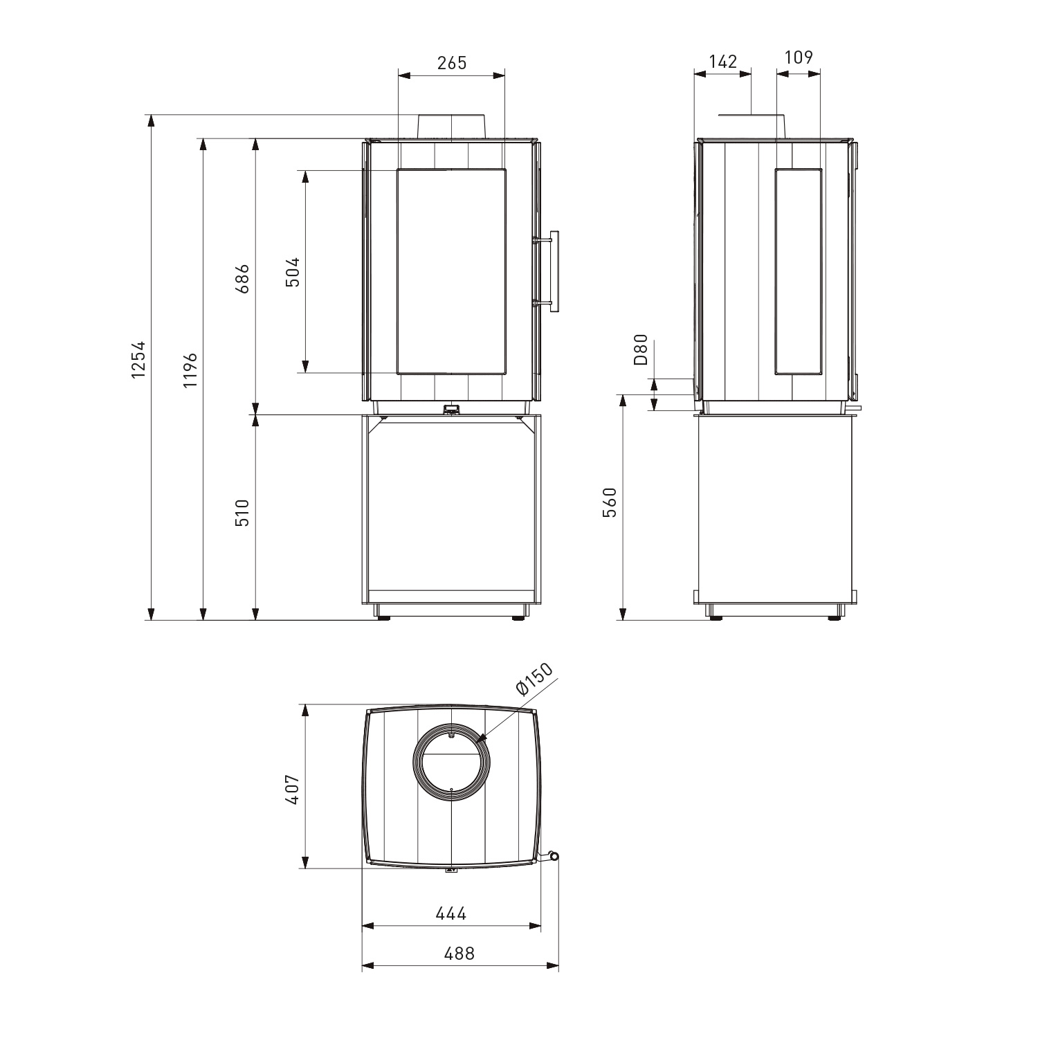 Hergom Glow Kaminofen Gusseisen Schwarz mit Holzlagerfach Hergom Glow Kaminofen Gusseisen Schwarz mit Holzlagerfach