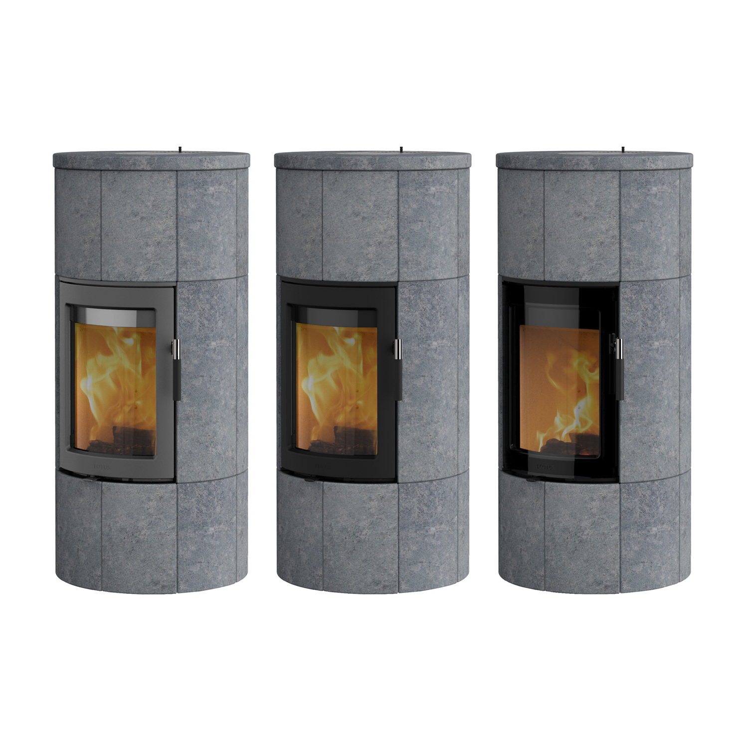 Lotus Maestro 1 Kaminofen Speckstein, Tür Schwarz, Rauchabgang hinten