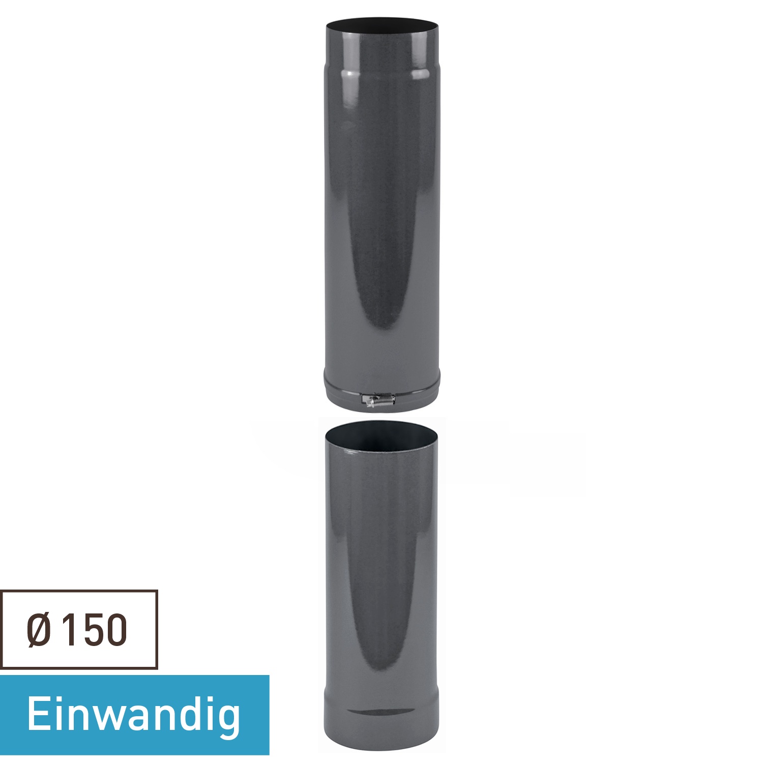 Raik Rauchrohr / Ofenrohr Emaille 150mm - Teleskoprohr Grau