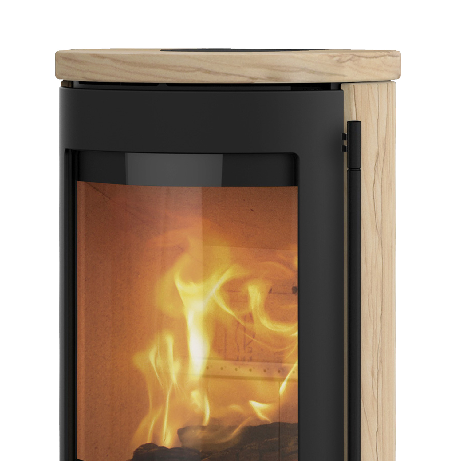 Lotus Prestige Basic S Kaminofen Sandstein, Korpus Schwarz, DIBt, Rauchrohranschluss hinten