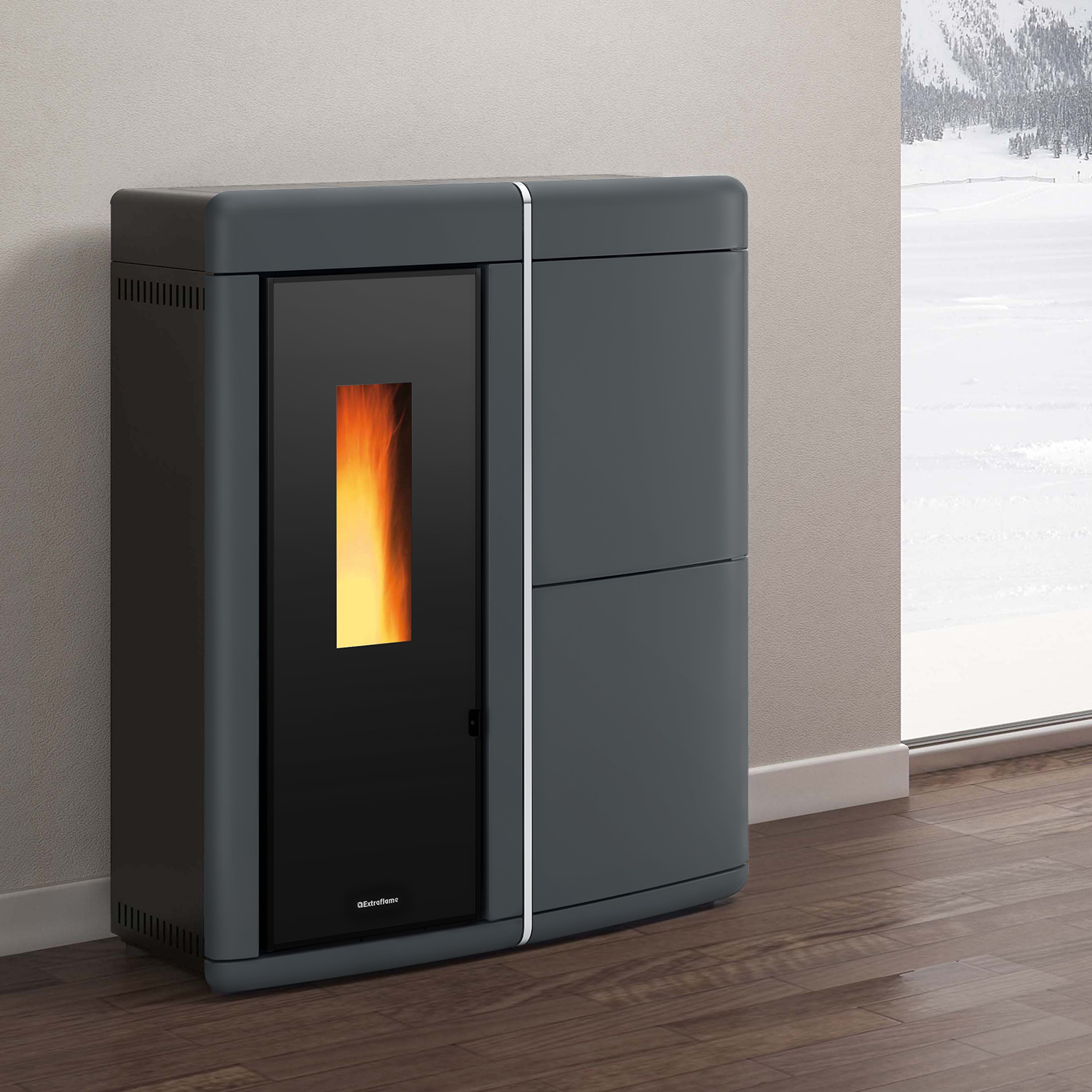 Extraflame Evolution Line Evelyne Idro 2.0 Wasserführender Pelletofen Grau Extraflame Evolution Line Evelyne Idro 2.0 Wasserführender Pelletofen Grau