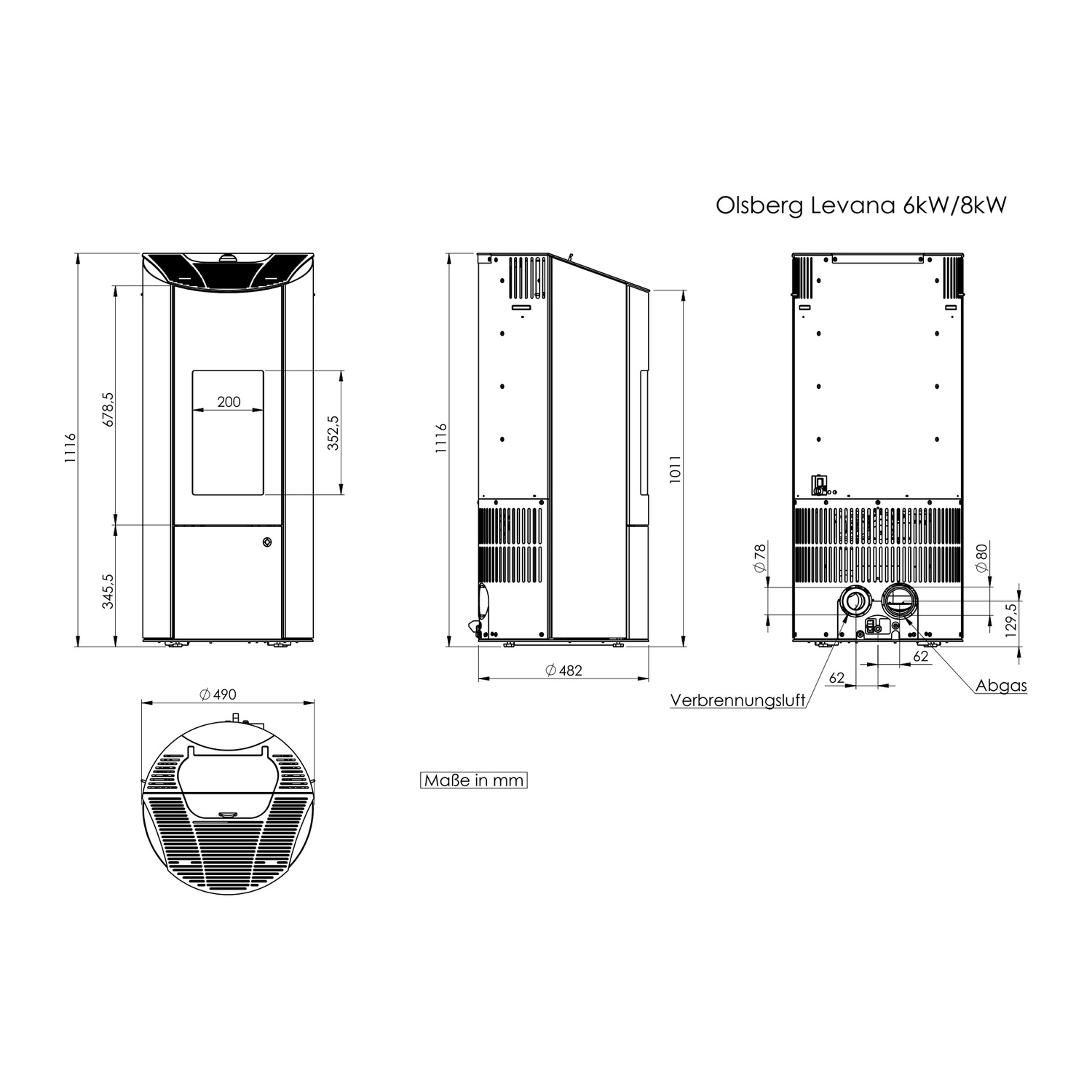 Olsberg Levana 3.0 Pelletofen Stahl Schwarz 6kW
