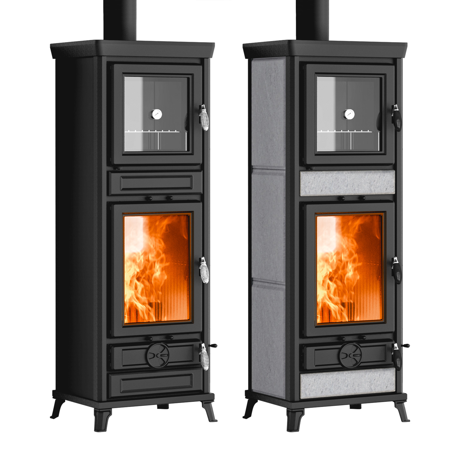 Thermorossi Anna Evo Easy Kaminofen Anthrazitgrau mit Backfach, Auslaufmodell