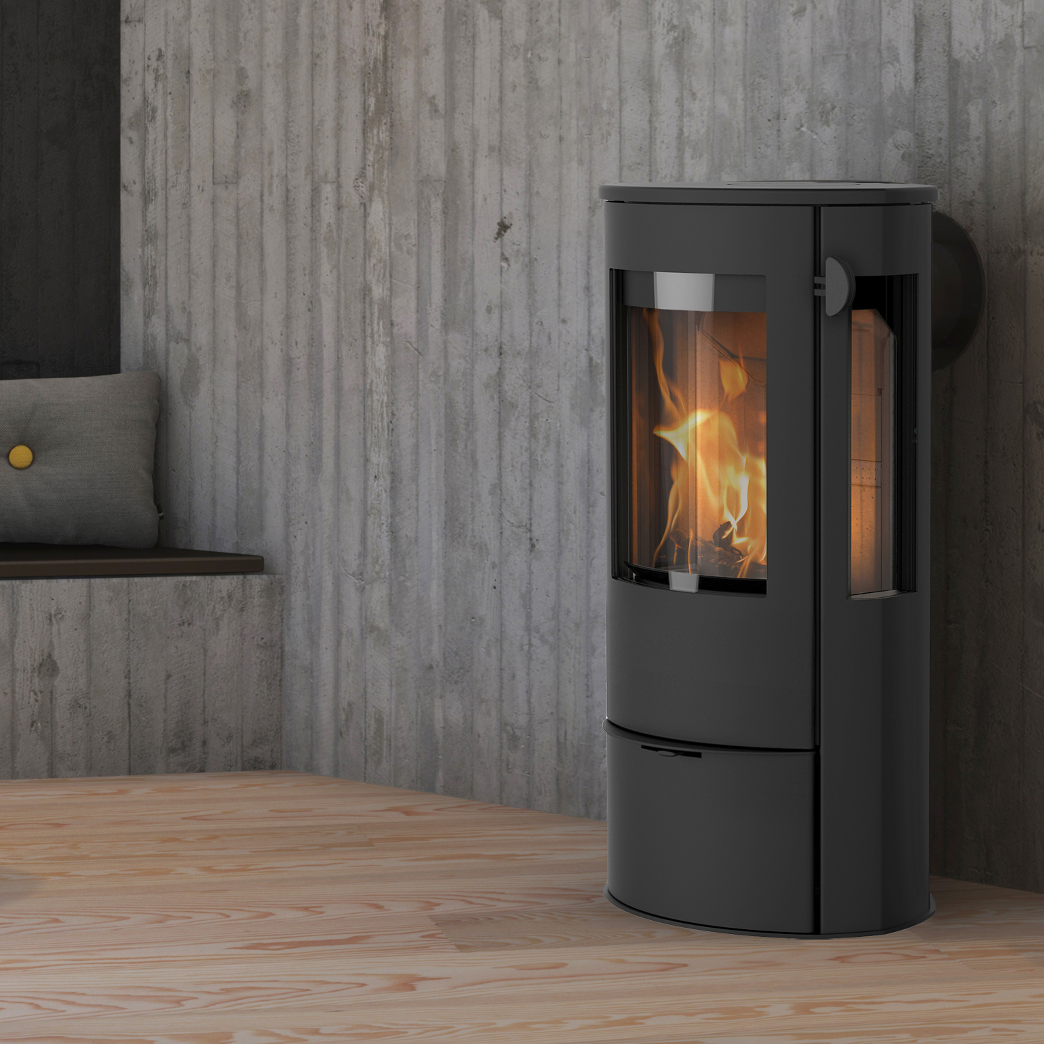 Lotus Liva 5G Kaminofen Schwarz, Rauchabgang hinten + 1 m³ Kaminholz gratis Lotus Liva 5G Kaminofen Schwarz, Rauchabgang hinten + 1 m³ Kaminholz gratis