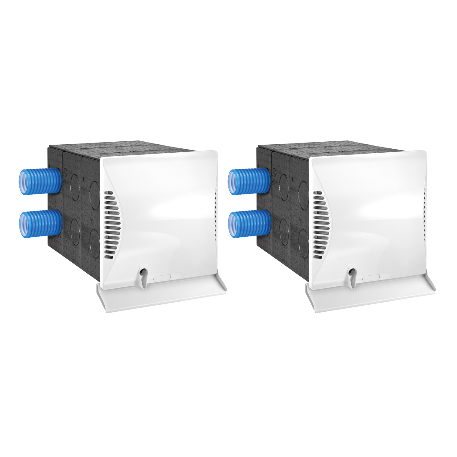 Dimplex DL 50 WE2 Wohnraumlüftungsgerät + DL 50 Q2 Wandhülse quadratisch mit Nebenraumanschluss + Luftqualitätssensor - 2er Set