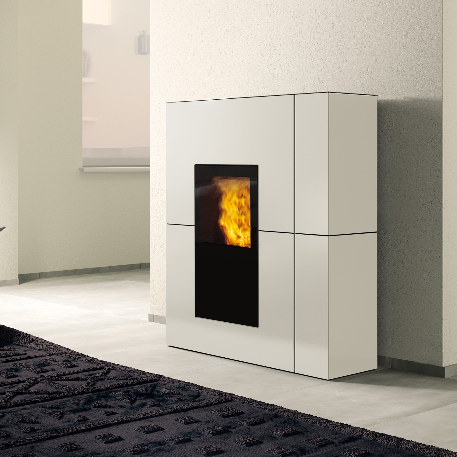 Edilkamin Blade H 23 Evo wasserführendender Pelletofen Stahl Mattweiß inkl. Kit R-FX