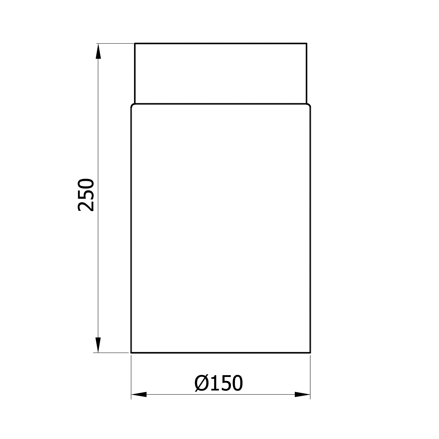 Raik Basic Längenelement 150mm schwarz Länge 250mm für Rauchrohr / Ofenrohr