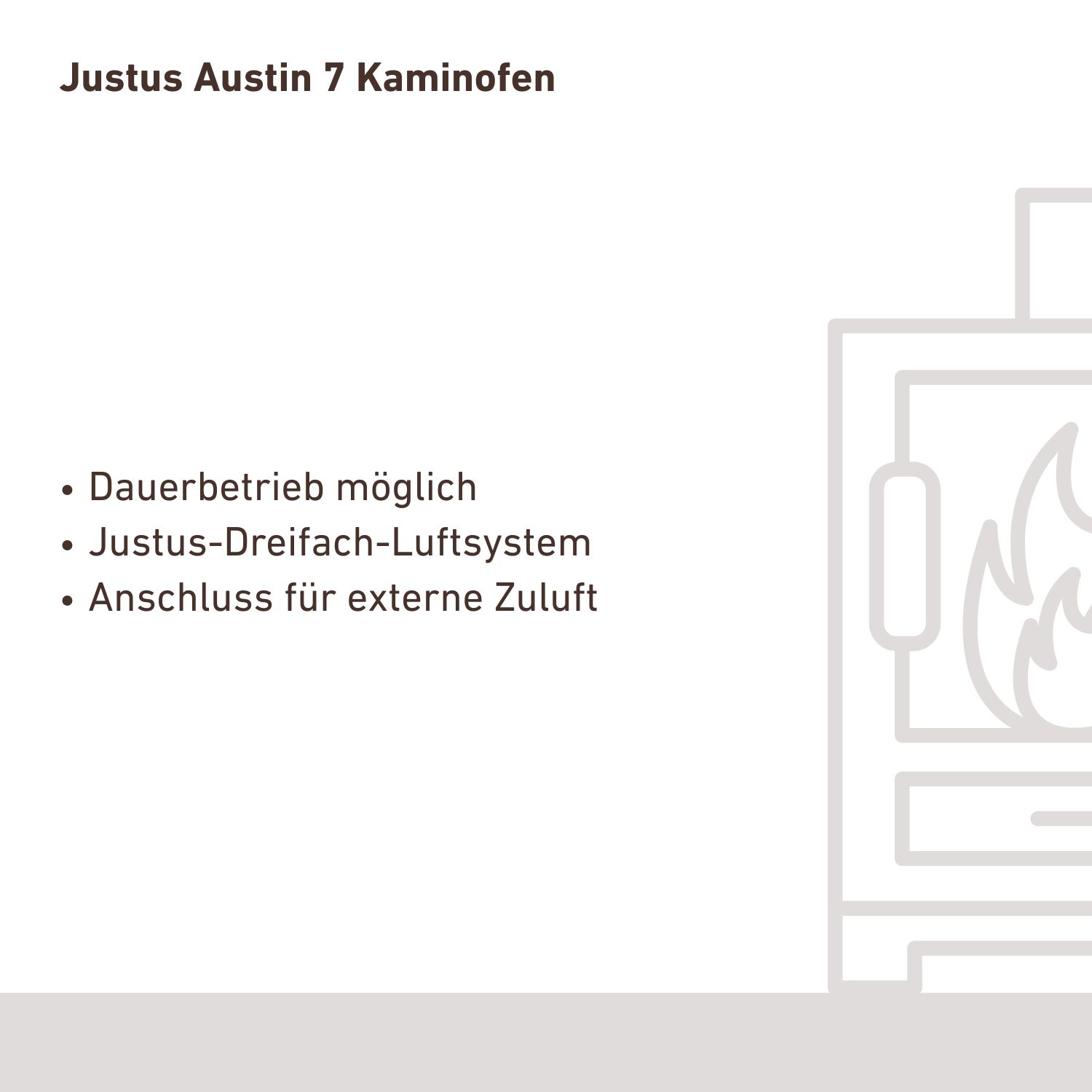Justus Austin 7 Kaminofen Stahl Schwarz / Kalkstein Cream