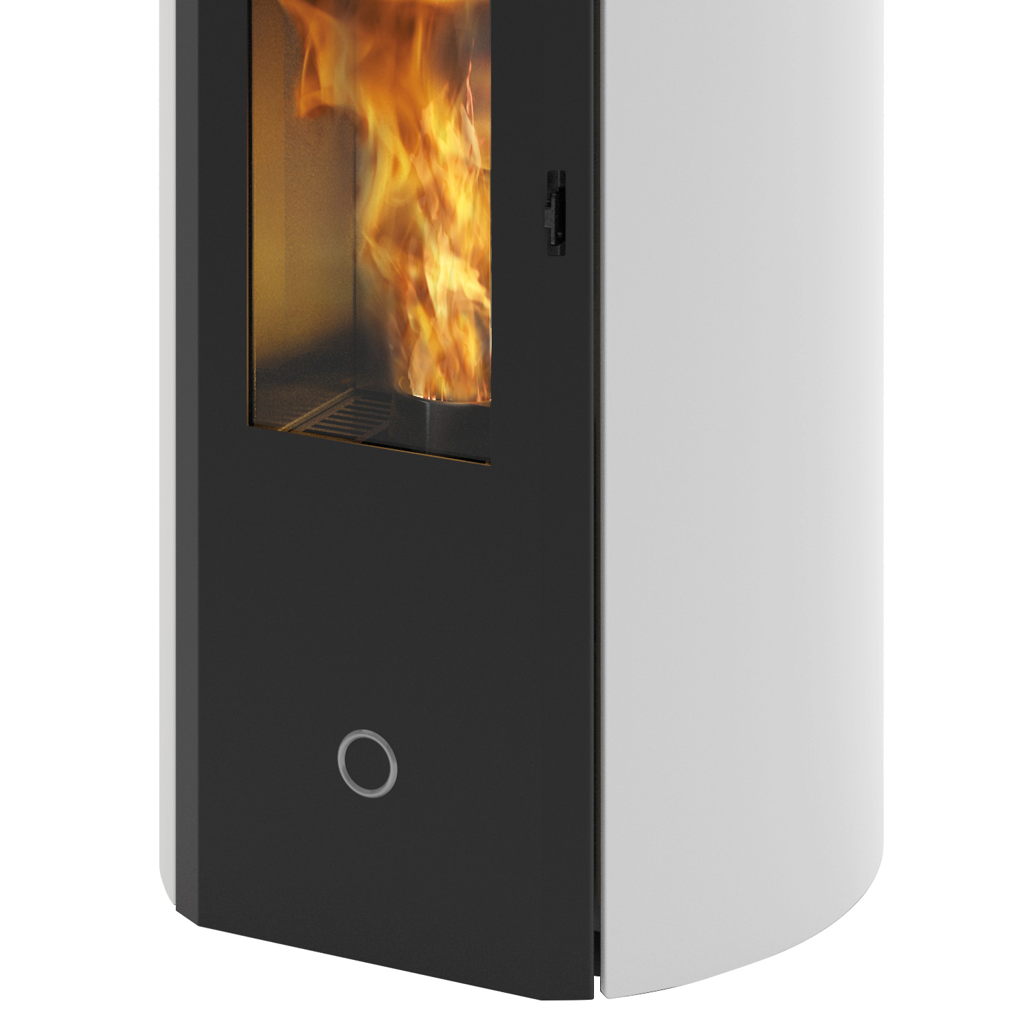 EK63 Tweed90+ EVO Pelletofen RR oben Stahl perlweiß