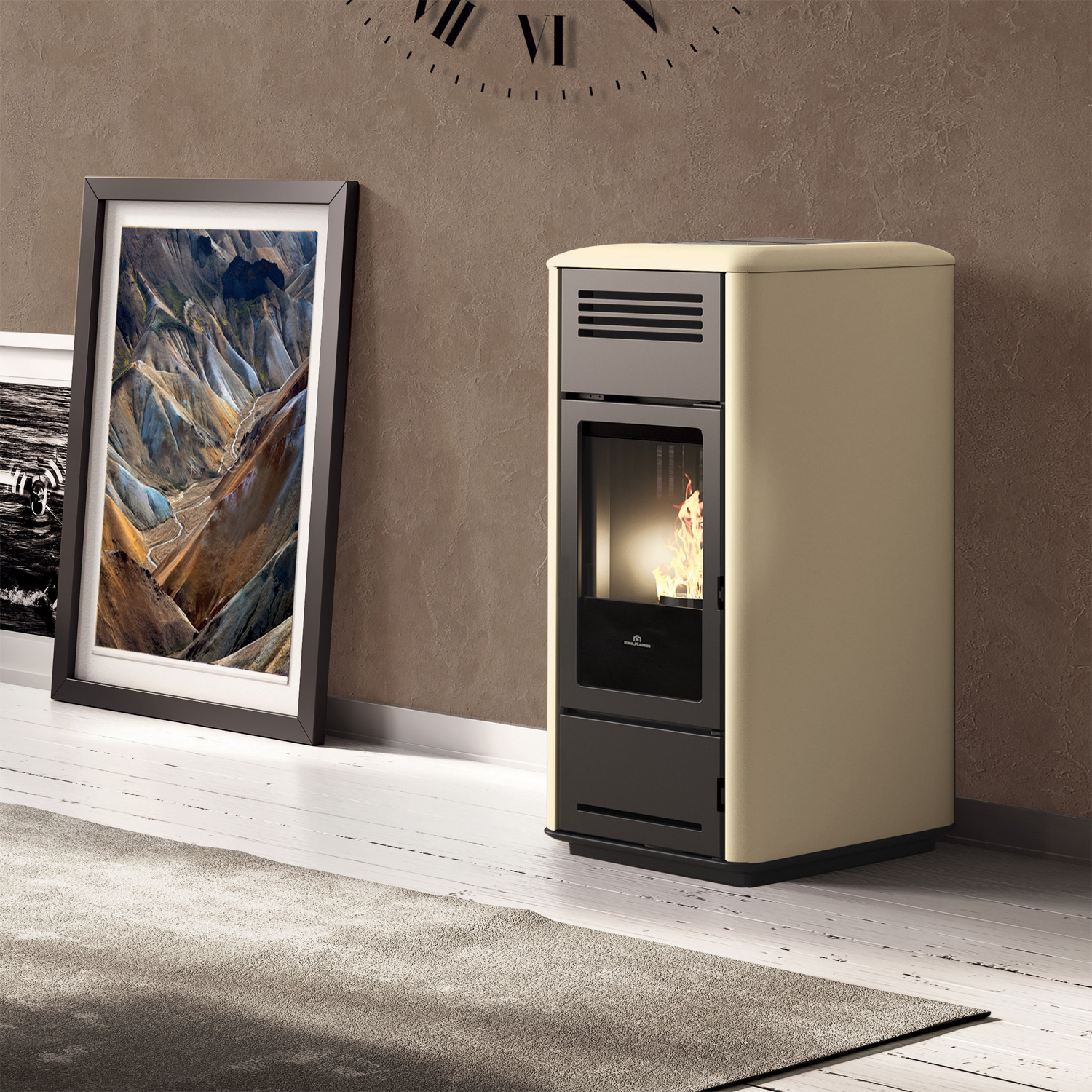 Edilkamin Milla H 15 EVO wasserführender Pelletofen Stahl Pergament