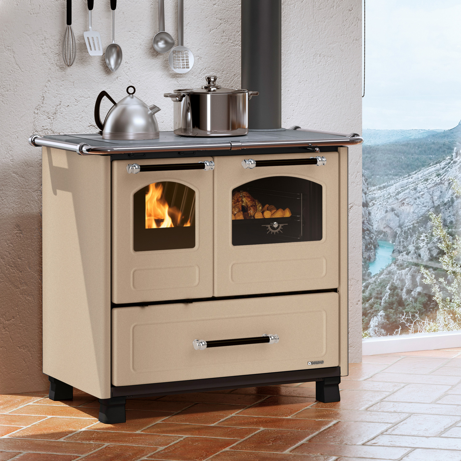 La Nordica Family 4,5 Küchenofen Stahl Cappuccino