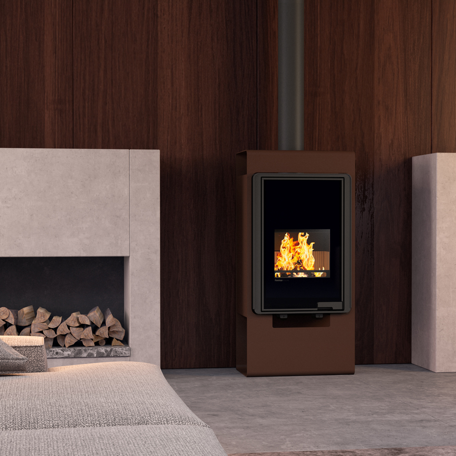 HS Flamingo Deluxe Singa Kaminofen Braun