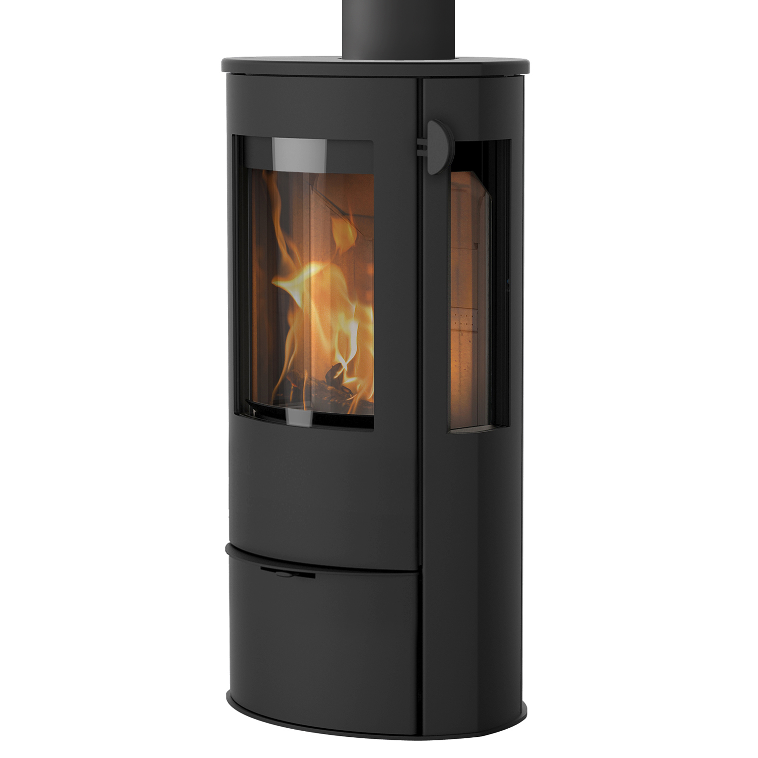 Lotus Liva 5 G Kaminofen Stahl Schwarz / Seitenglas, RR hinten od. RR oben / optional Griffvarianten