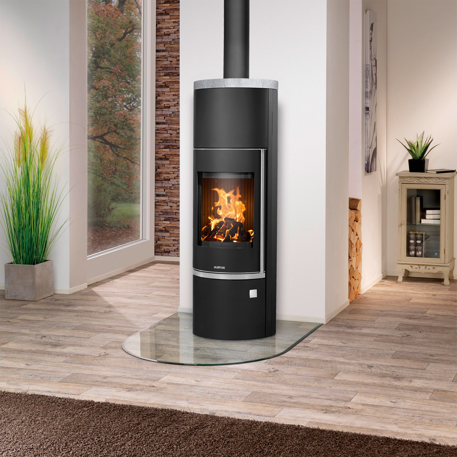 Justus Faro Aqua 2.0 Wasserführender Kaminofen Stahl Schwarz mit Speckstein-Abdeckplatte Justus Faro Aqua 2.0 Wasserführender Kaminofen Stahl Schwarz mit Speckstein-Abdeckplatte