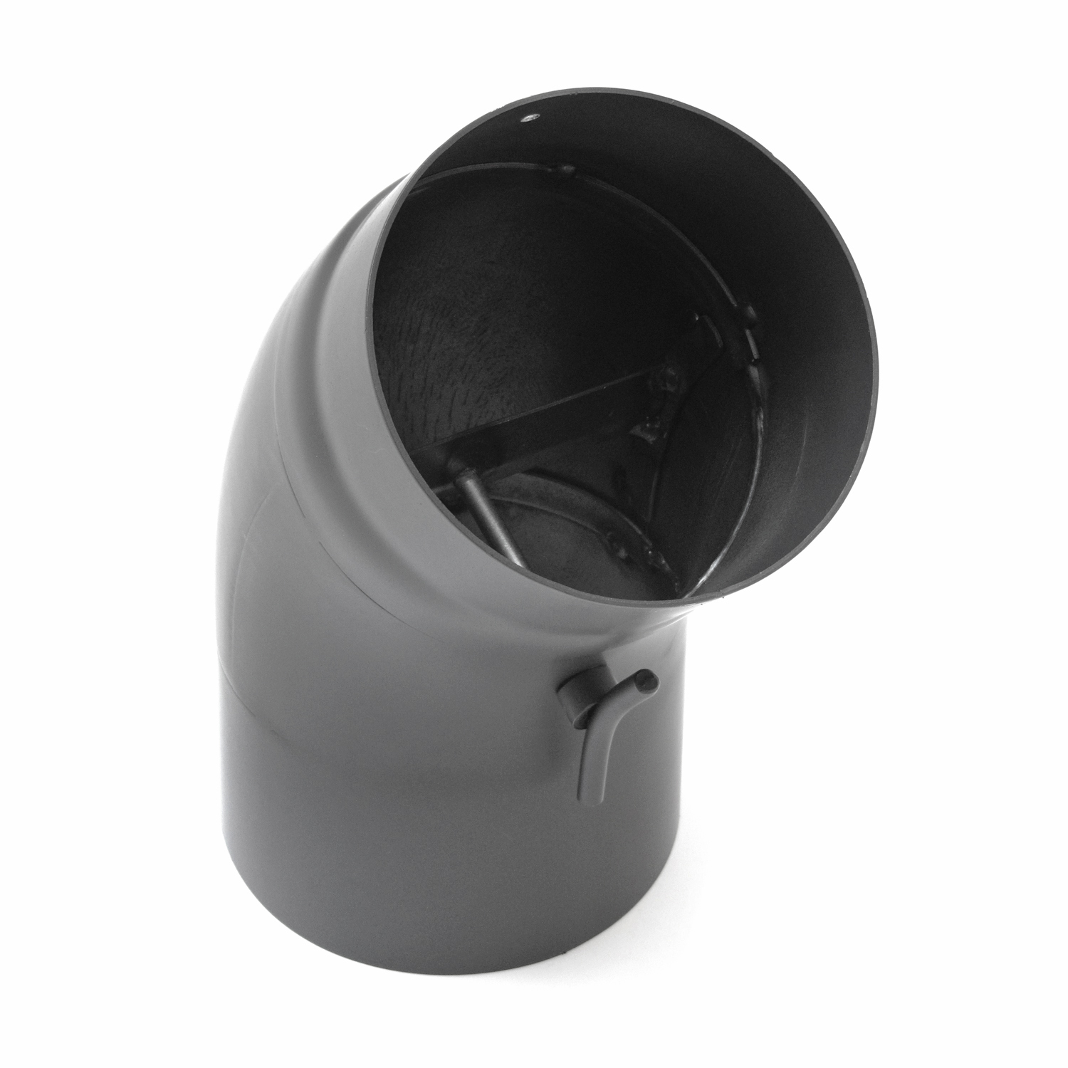 Raik Basic Rauchrohrbogen 150mm gussgrau 45° gezogen mit Tür für Rauchrohr / Ofenrohr