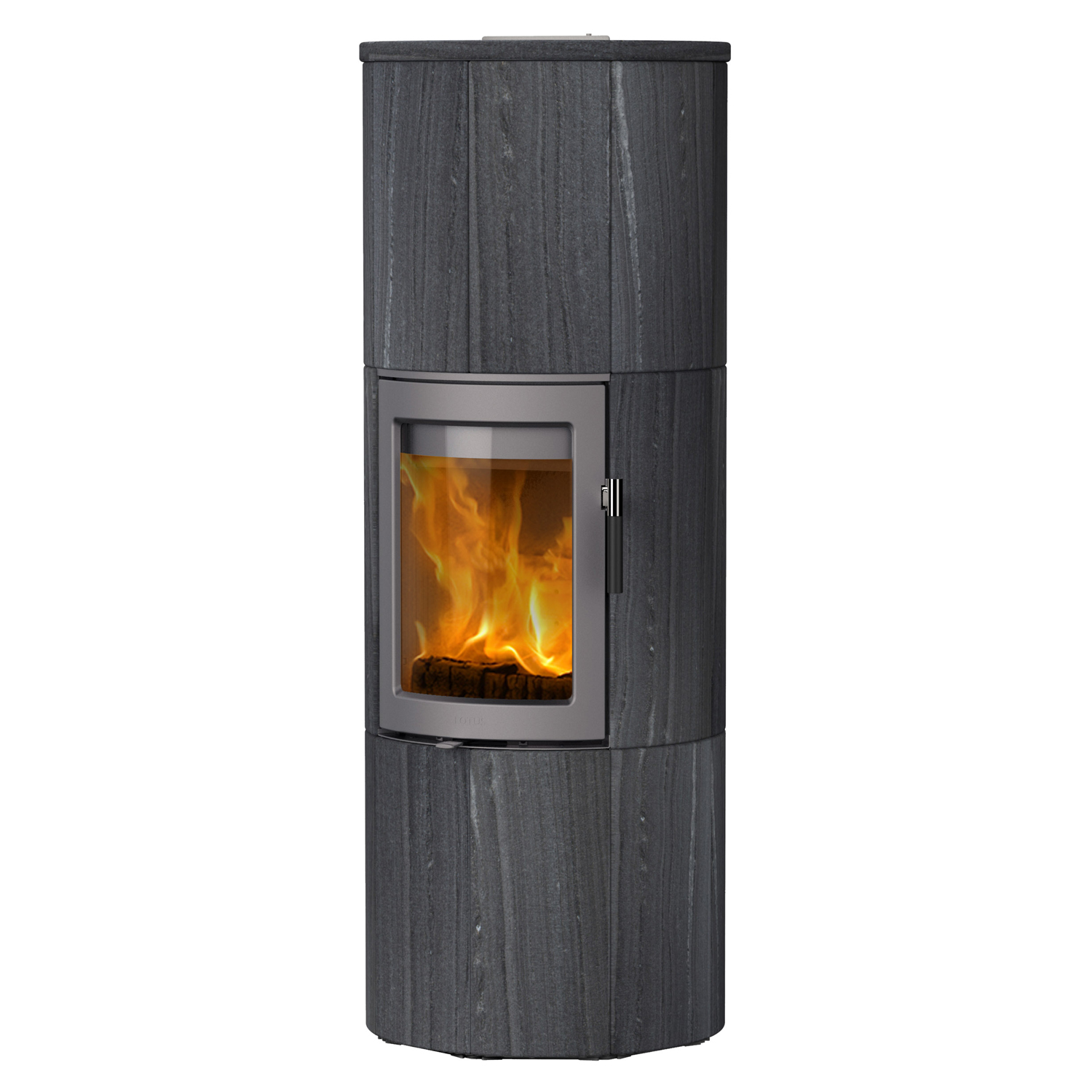 Lotus Maestro 152 Kaminofen Grau/ Indian Night, Rauchabgang hinten