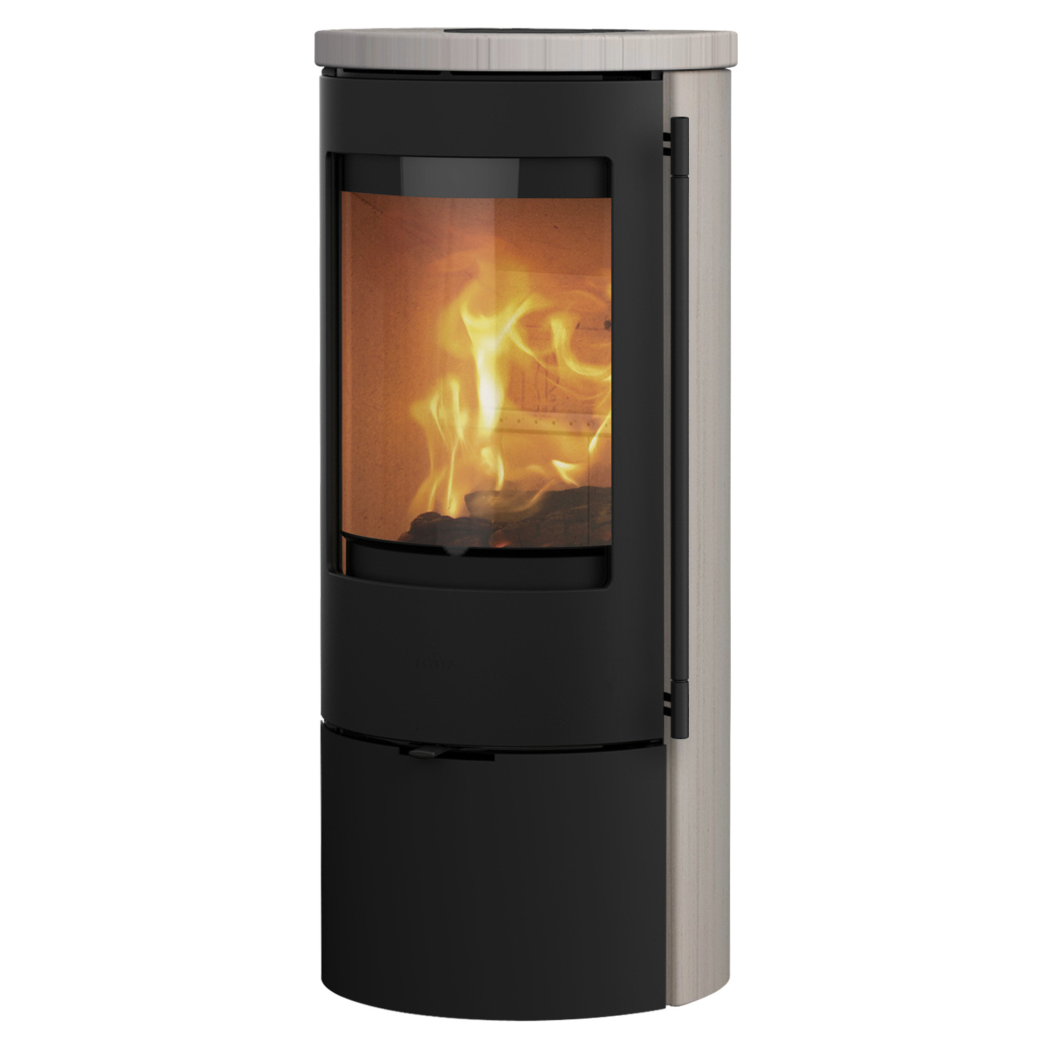Lotus Prestige Basic S Kaminofen Limestone, Korpus Schwarz, Rauchrohranschluss hinten