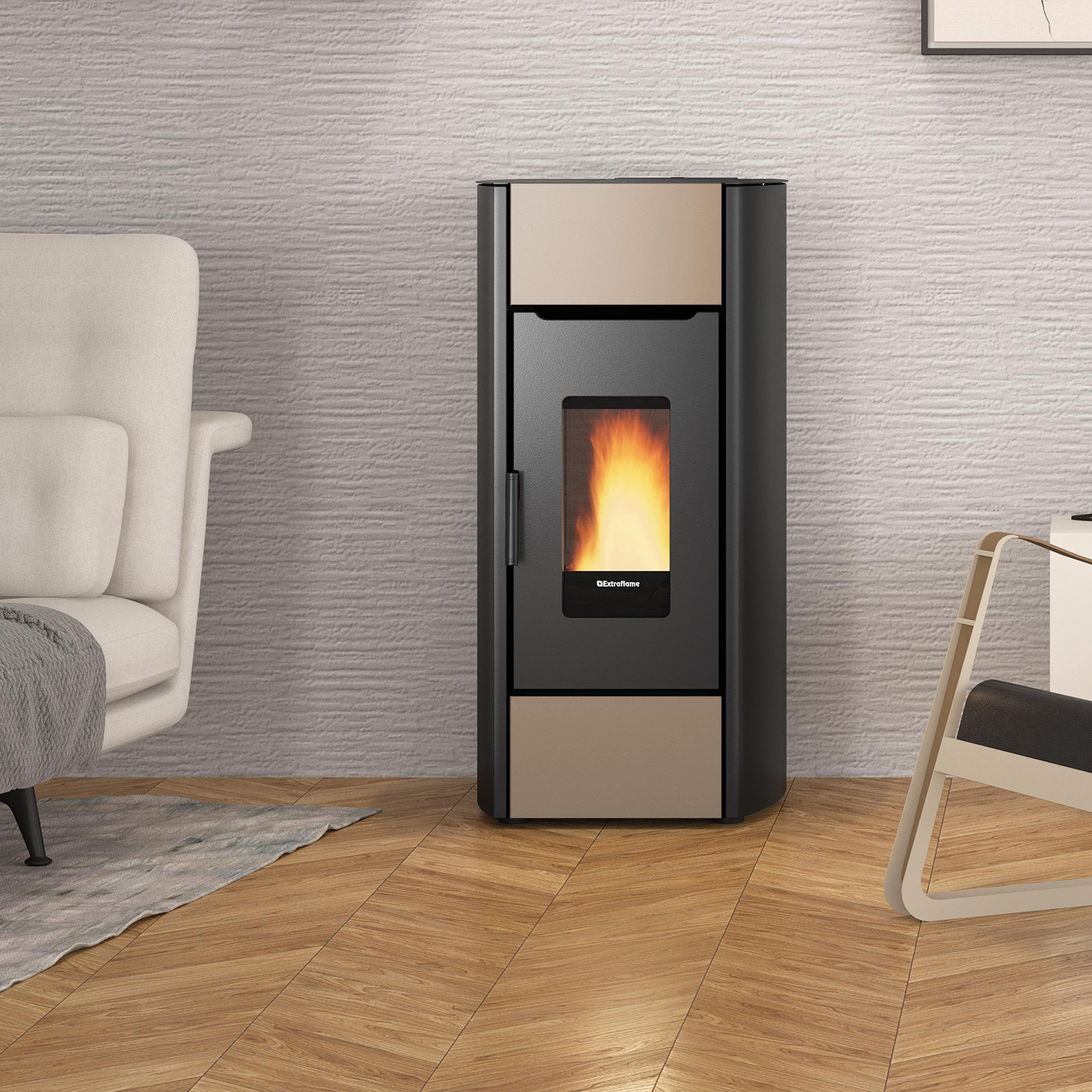 Extraflame Prestige Line Mirka Pelletofen Stahl Taubengrau