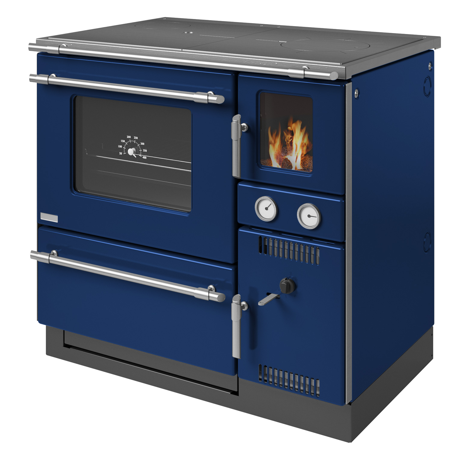Wamsler K 148 Küchenofen wasserführend Blau/Matt, Rauchrohr links