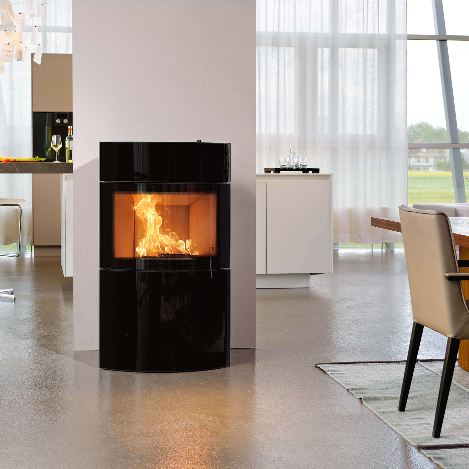 Austroflamm Fynn Xtra 2.0 Kaminofen Stahl / Schwarz, Glasfront Oben + Unten