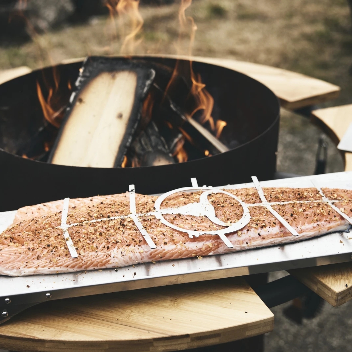 Moesta FlameBoard Flammlachsbrett Edelstahl für Bandit / Kugelgrill
