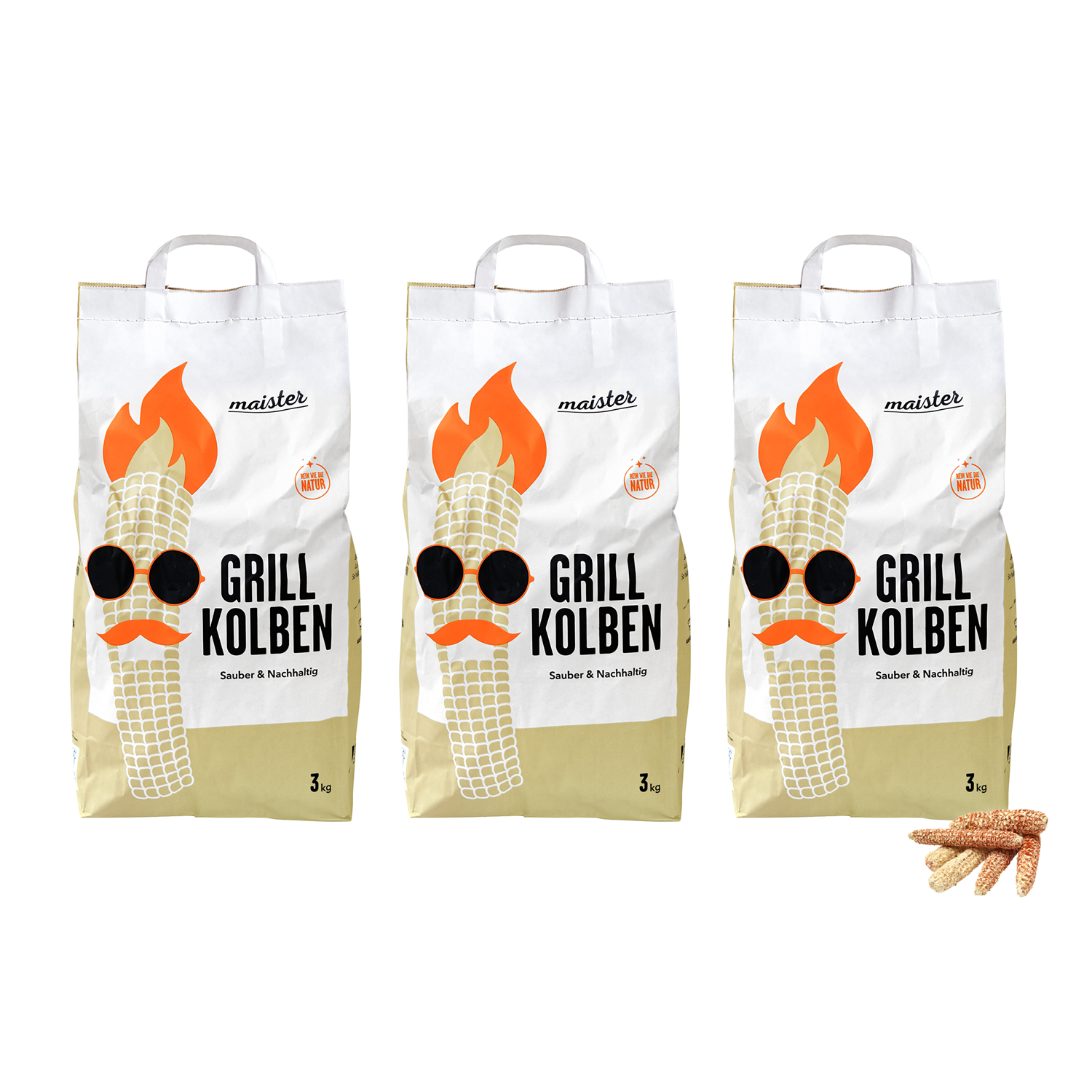 Maister BBQ Grillkolben 3er-Pack (9 kg) Maister BBQ Grillkolben 3er-Pack (9 kg)