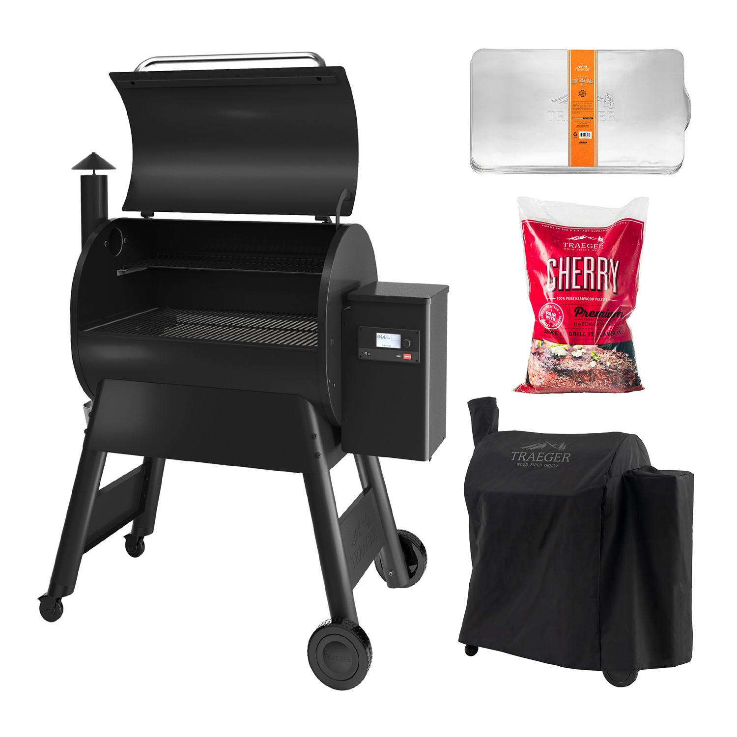 Traeger PRO D2 780 Pellet Grill schwarz inkl. Abdeckhaube, Ablaufblech-Schutzfolie + Hartholz Pellets Cherry 9 kg Traeger PRO D2 780 Pellet Grill schwarz inkl. Abdeckhaube, Ablaufblech-Schutzfolie + Hartholz Pellets Cherry 9 kg